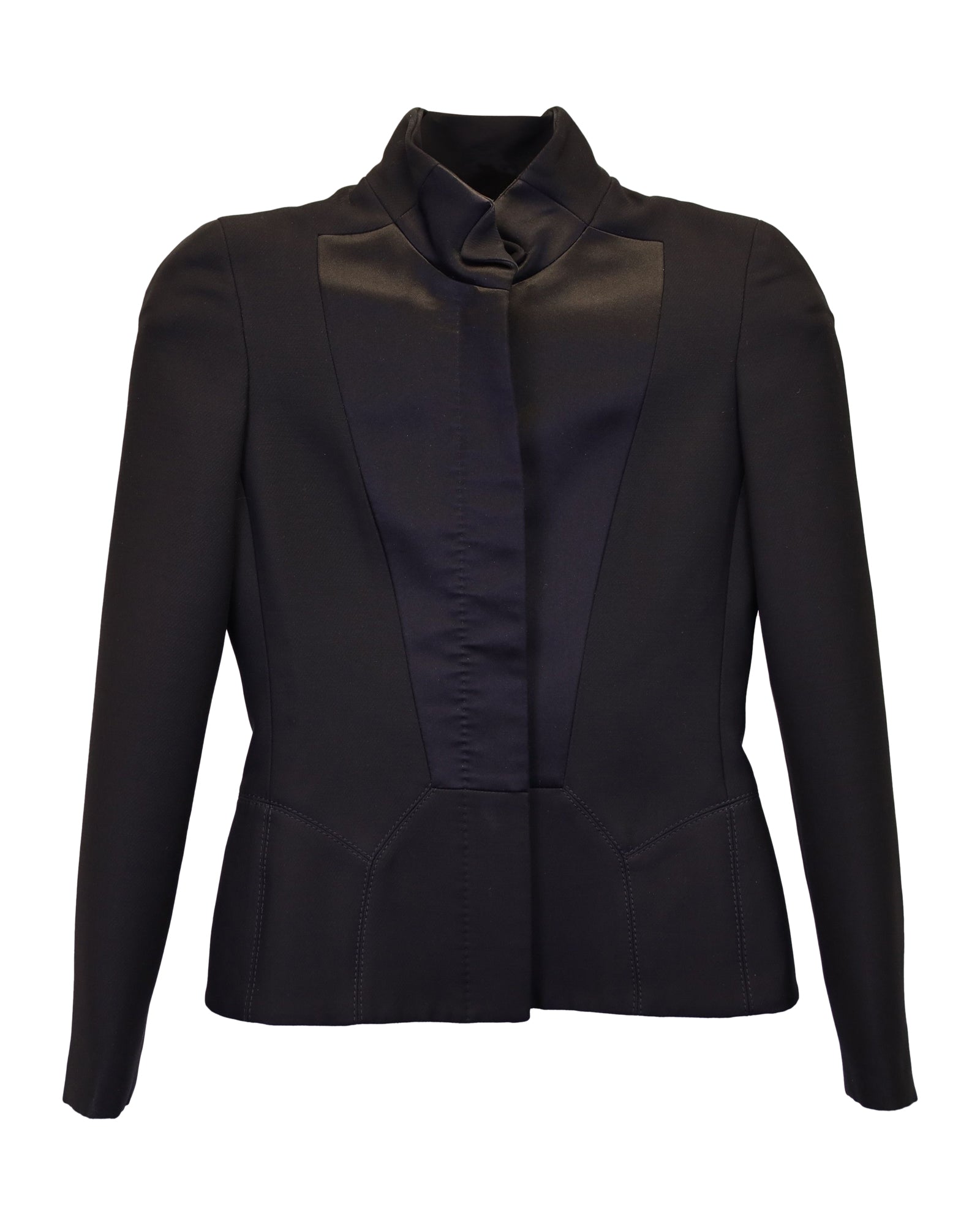 image of Gucci Seamless Blazer in Black Wool and Satin