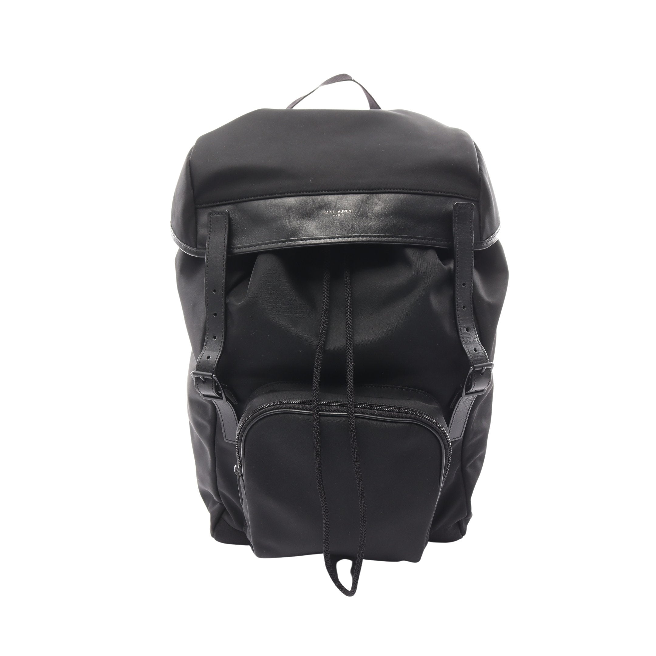 Saint Laurent City City Flap Backpack Rucksack Nylon Leather In Black