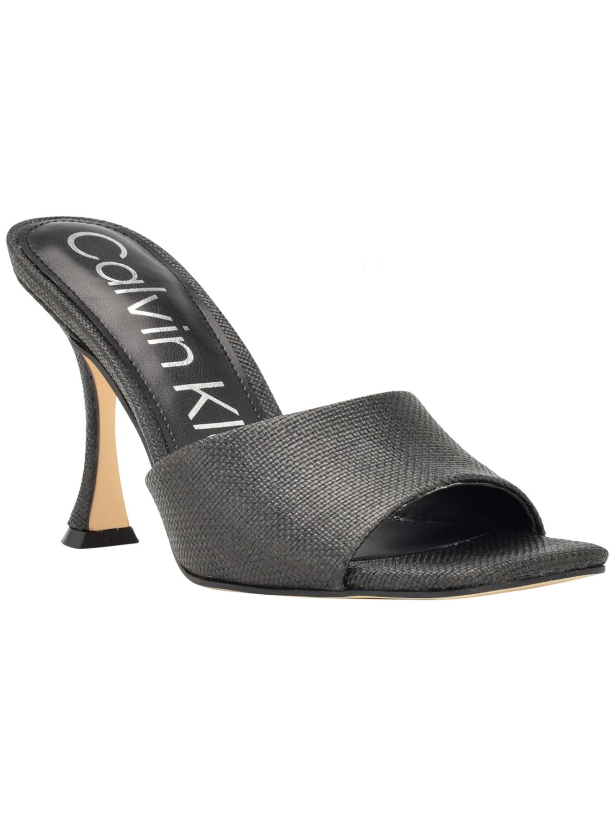 Shop Calvin Klein Bradon Womens Slip On Square Toe Heels In Grey
