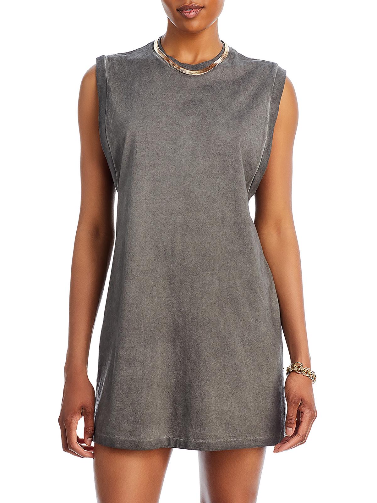 Shop Hanes Womens Muscle Mini T-shirt Dress In Grey