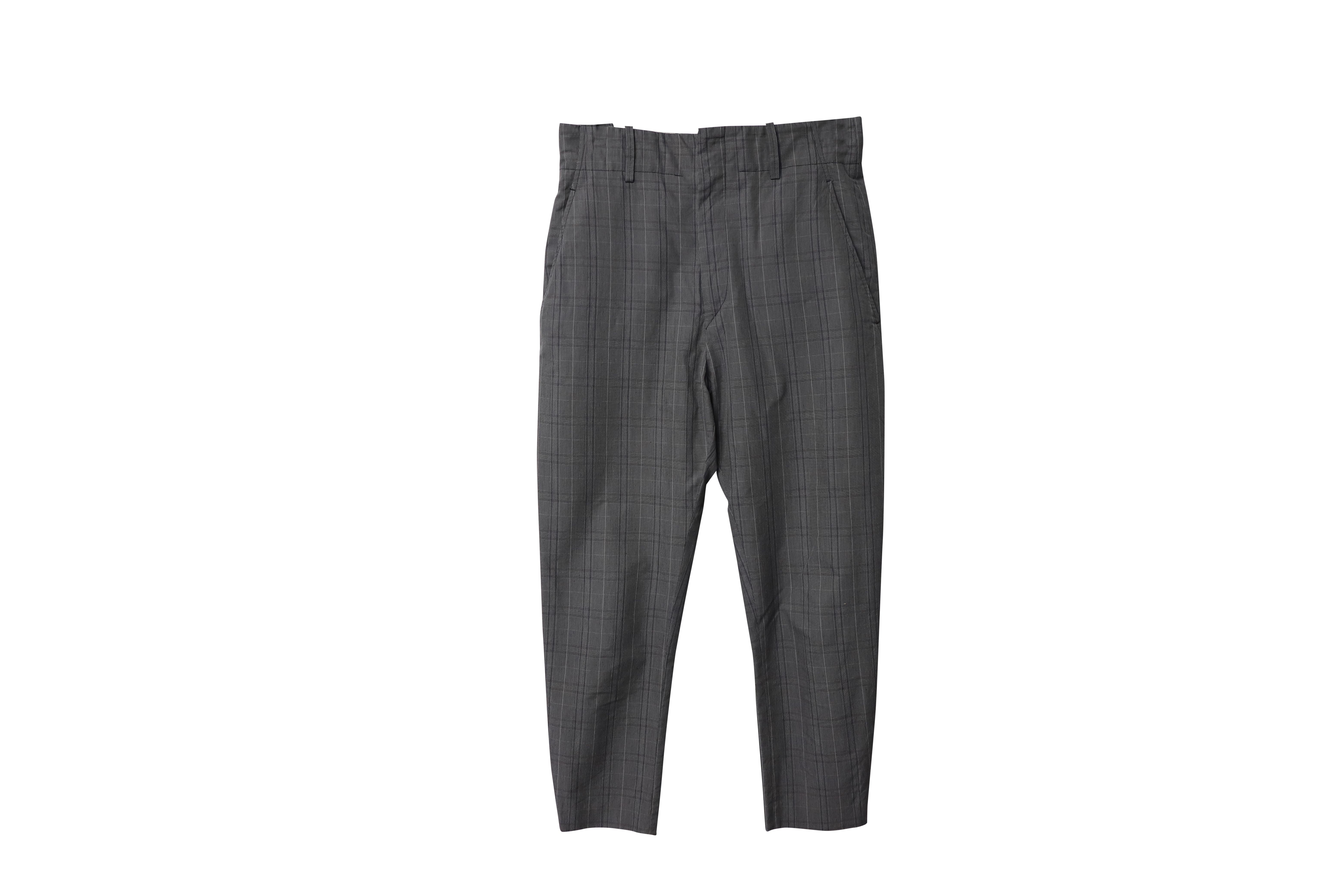 Image of Isabel Marant Etoile Noah Check Slim Pants in Grey Cotton