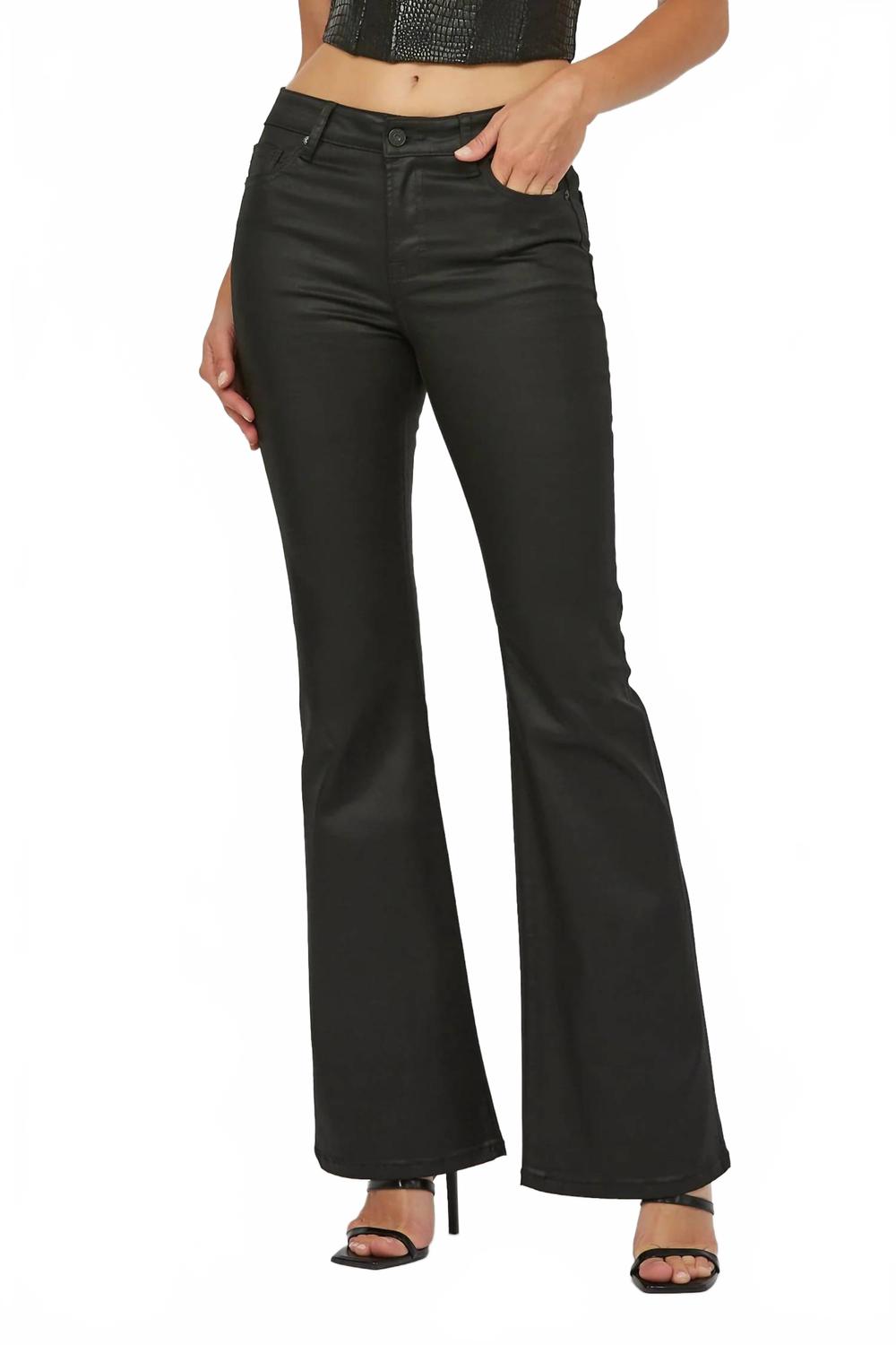 Hidden Happi Mid Rise Flare Jeans In Black In Black