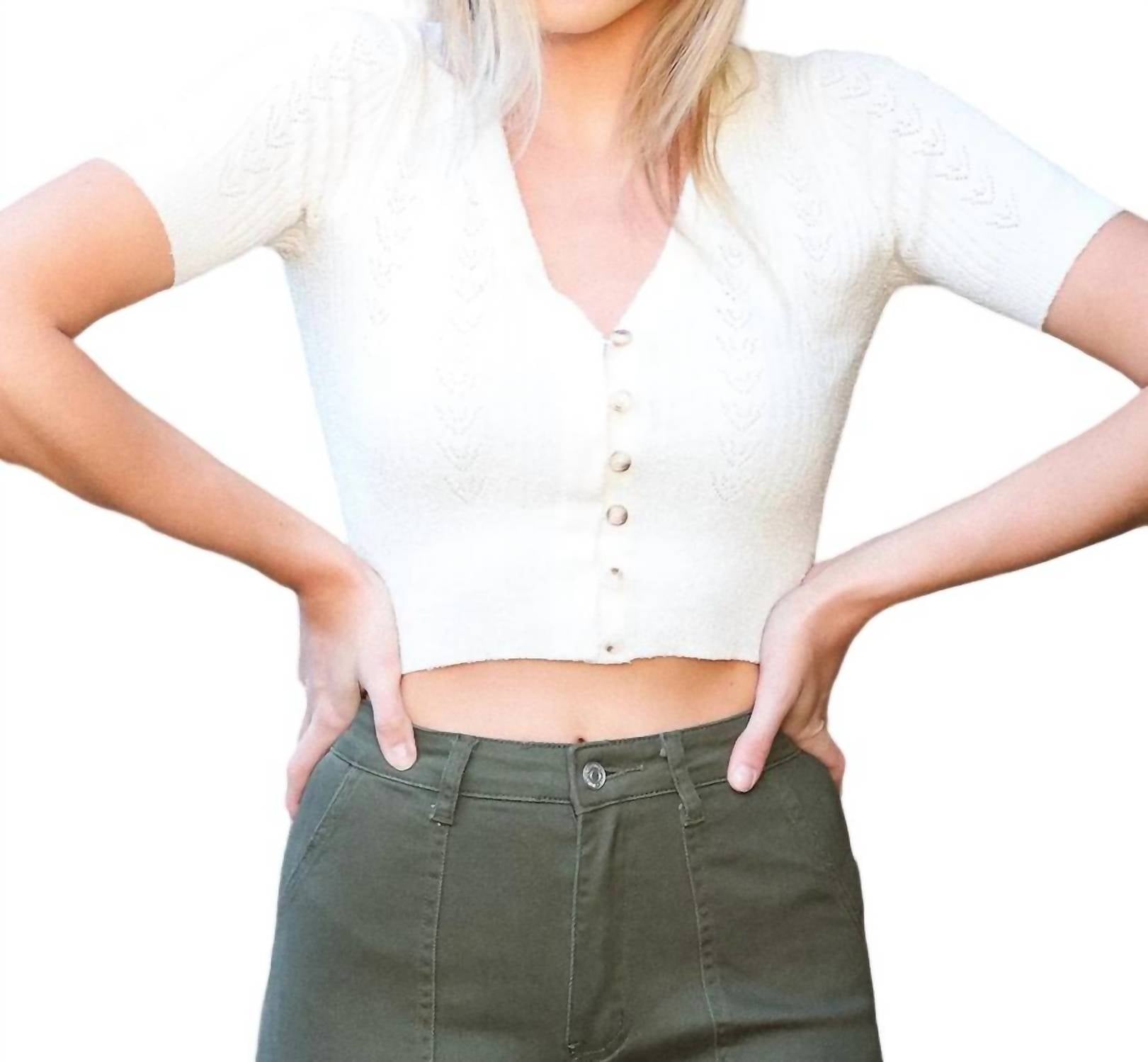 Shop Be Cool Kammy V-neck Crop Top In White