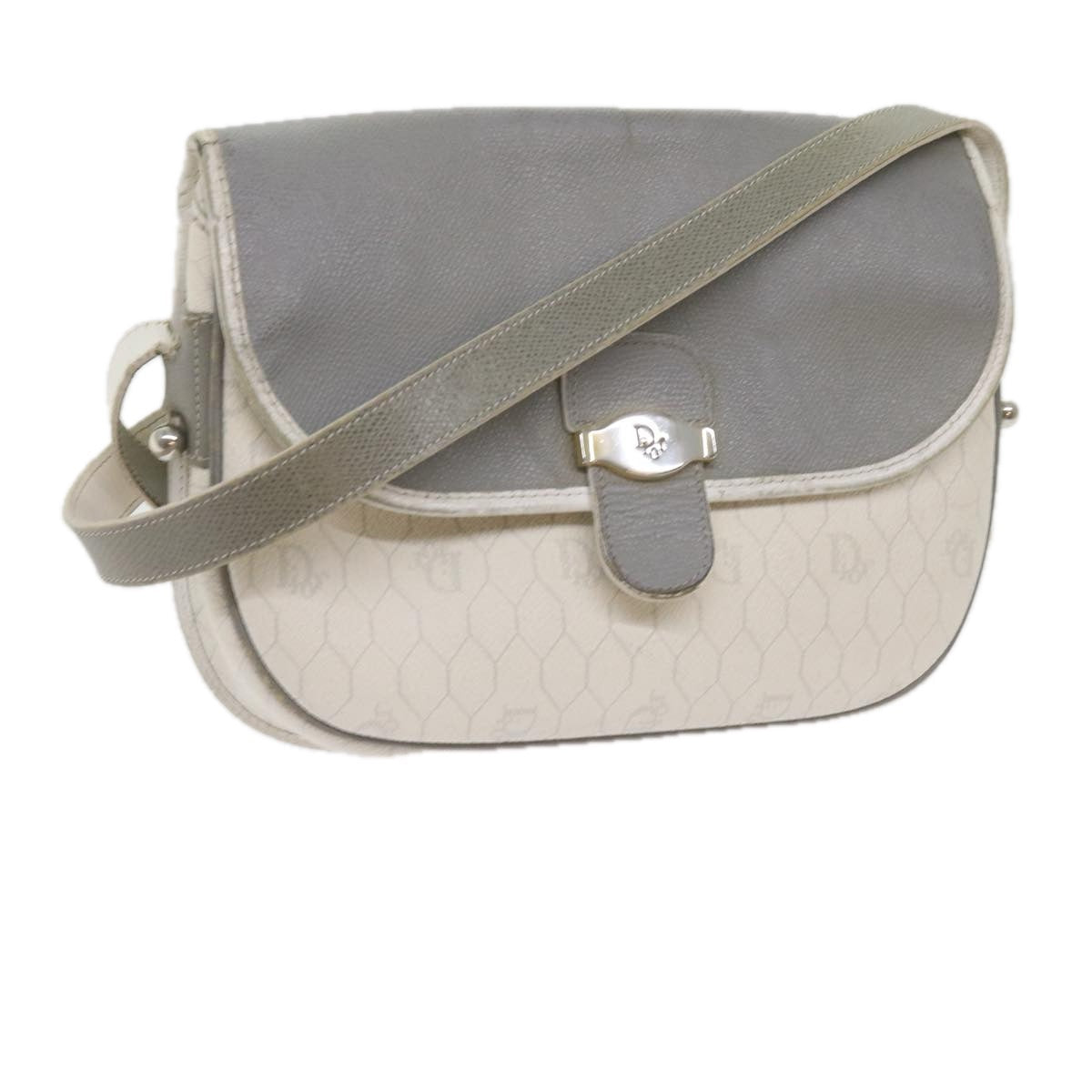 Image of Christian Dior Honeycomb Canvas Shoulder Bag PVC Leather White