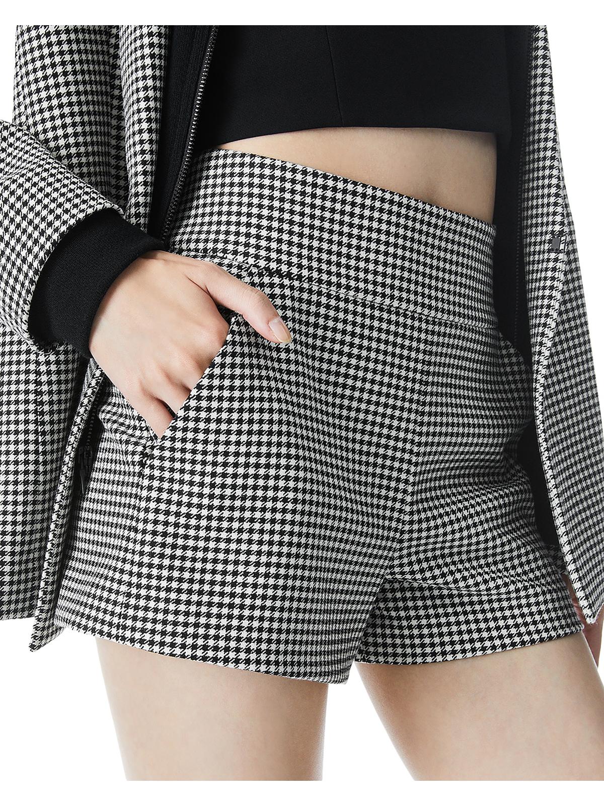 Alice And Olivia Womens Mini Houndstooth Casual Shorts In Black
