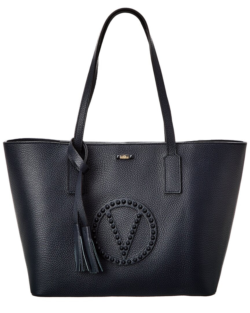 Shop Valentino By Mario Valentino Soho Rock Leather Tote In Blue