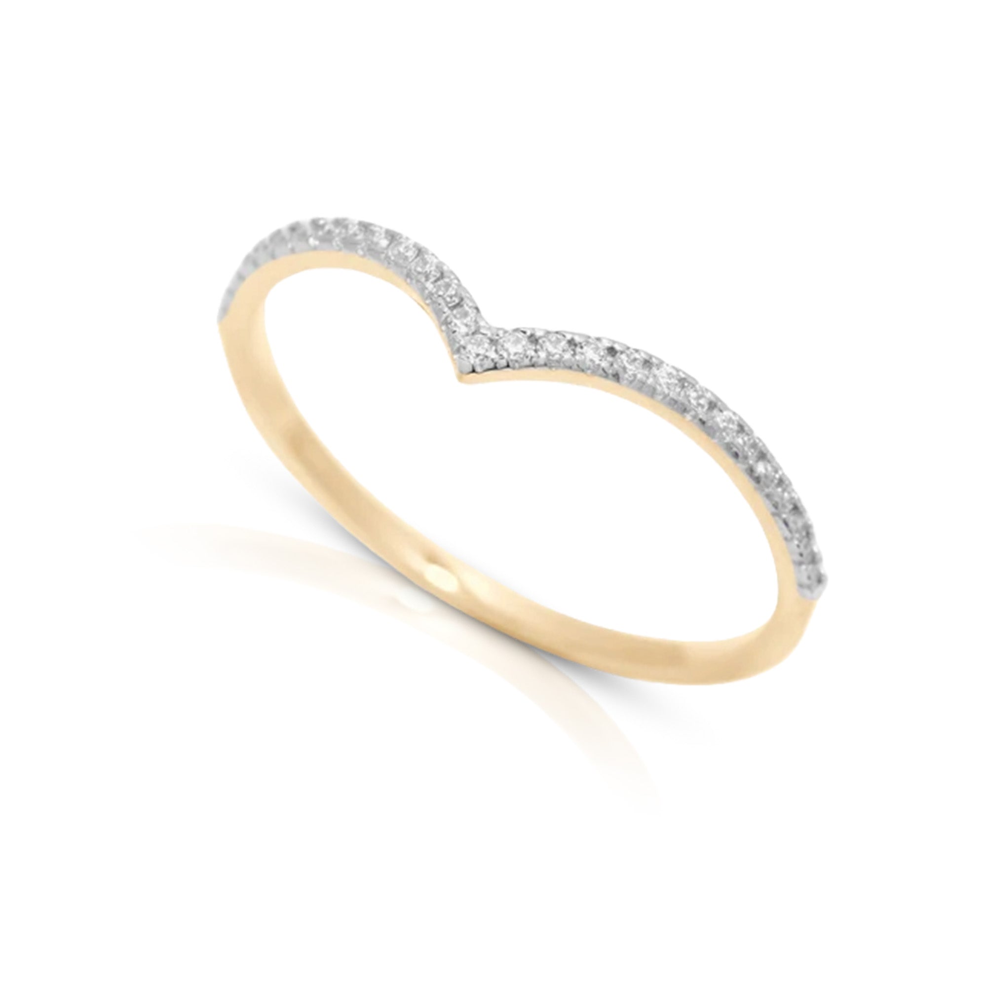 Max + Stone 14k Yellow Gold Lab Grown 1mm Diamond Wishbone Ring