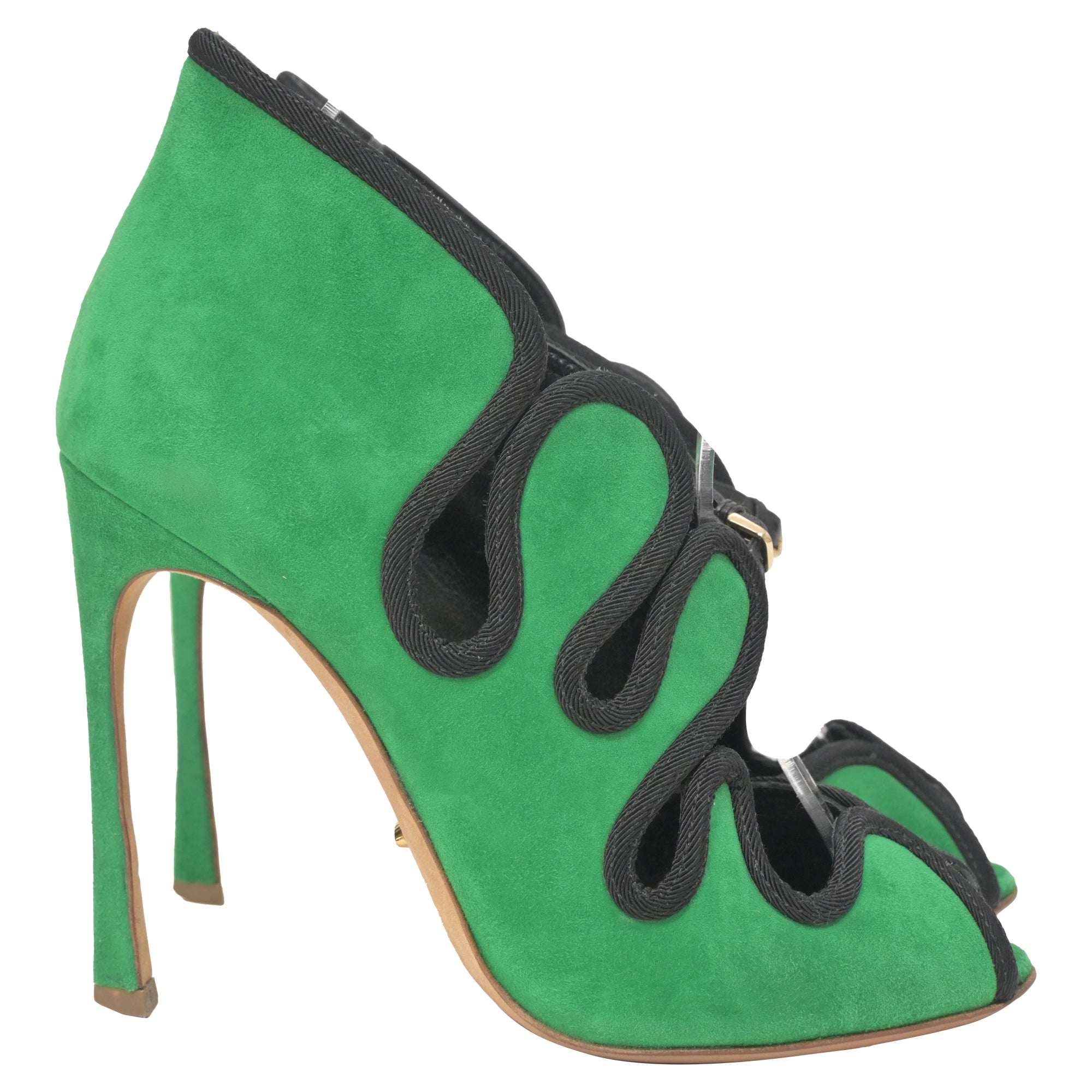 image of Sergio Rossi Lagoon Cut Out Pumps in Green Suede