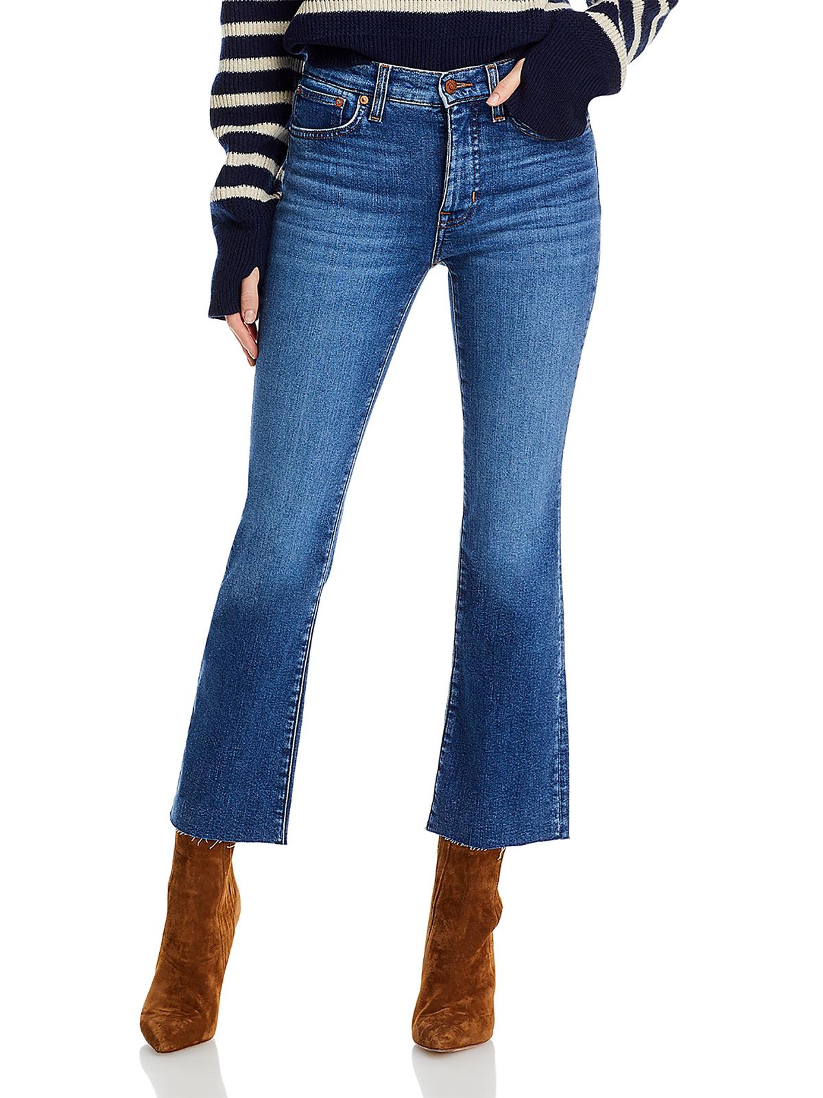 Madewell Womens Highrise Cropped Bootcut Jeans In Blue