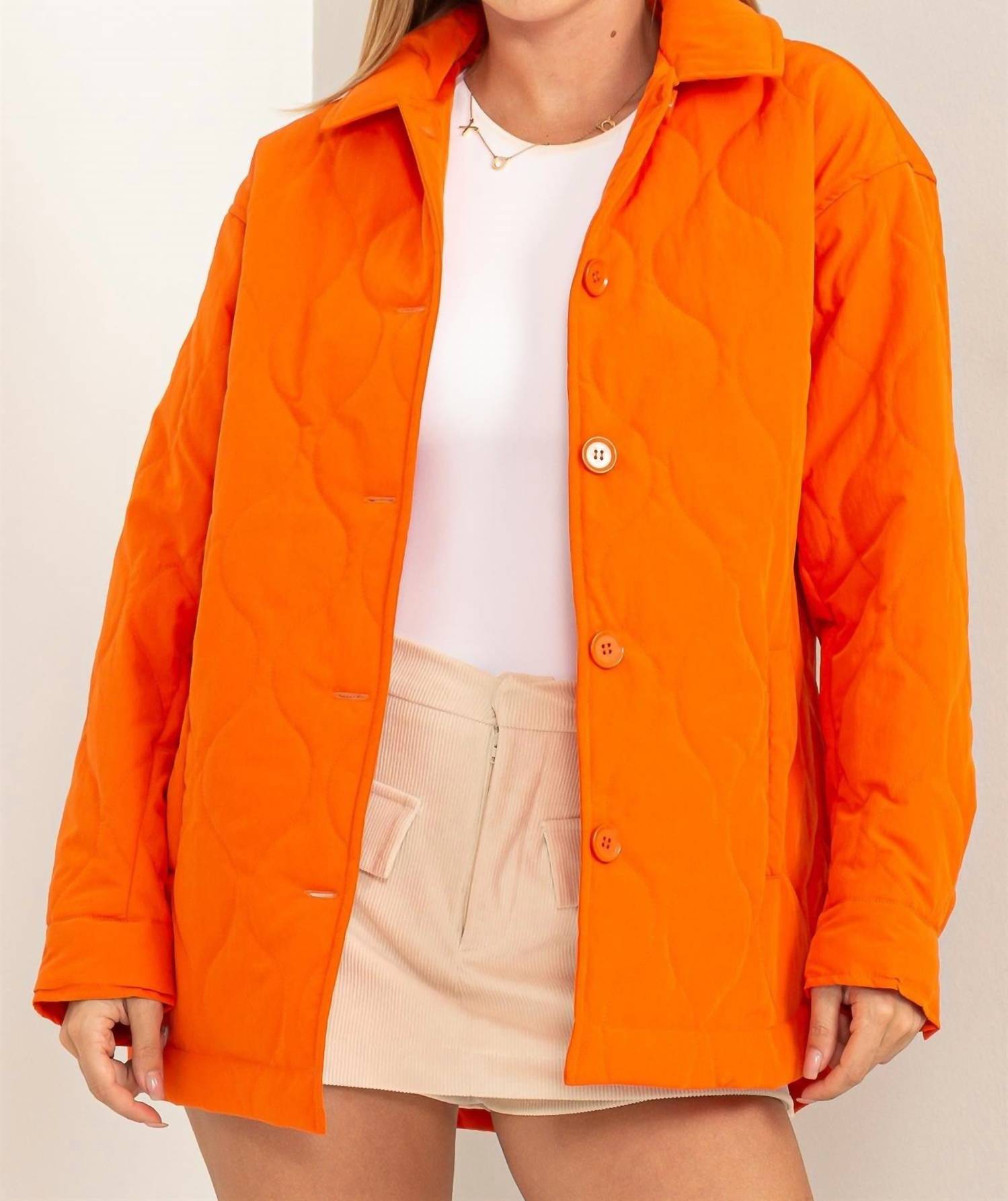 Hyfve Sophisticated Season Quilted Puffer Jacket In Orange