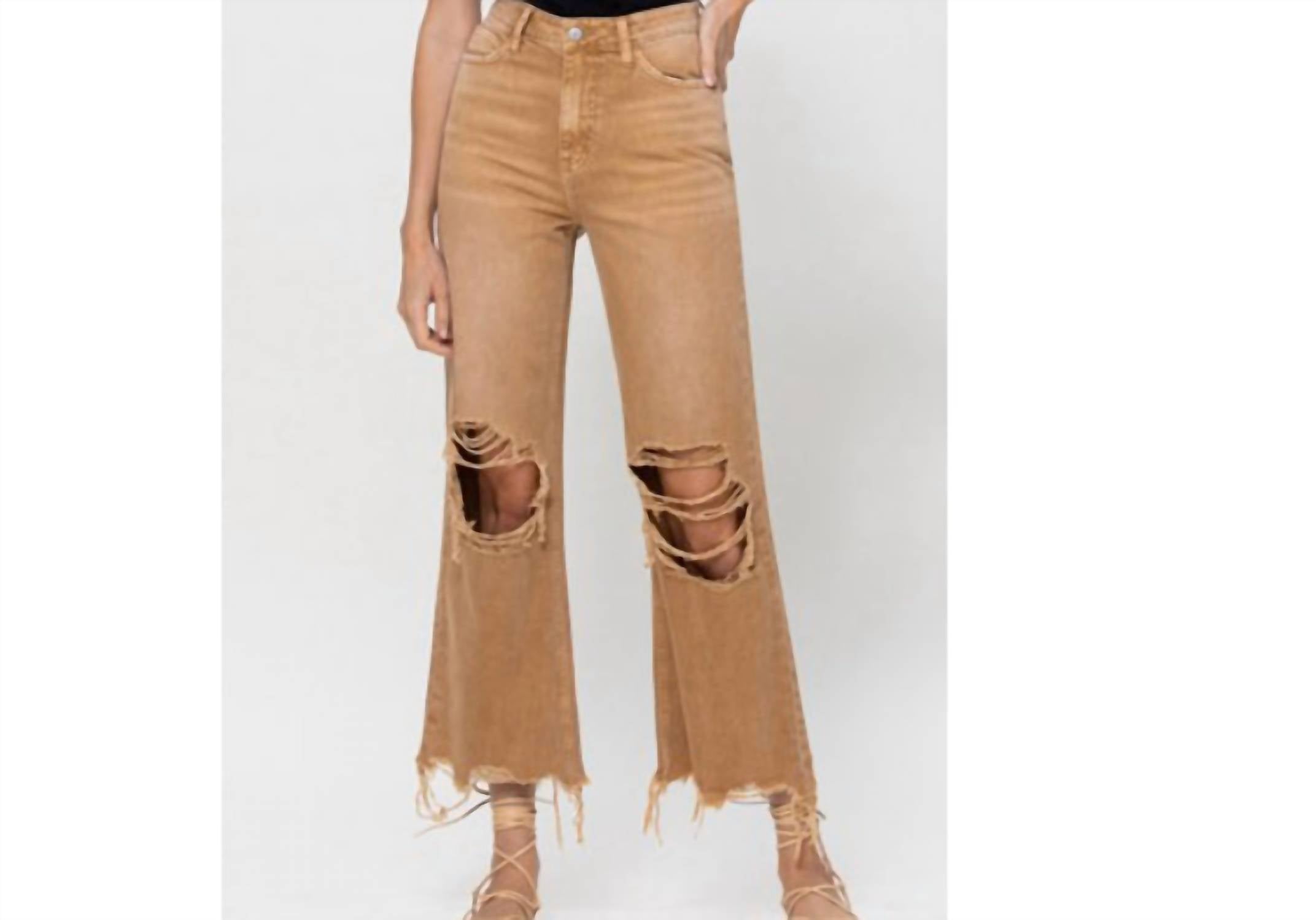 Shop Vervet By Flying Monkey 90's Leslie Vintage Flare Jean In Tan In Brown