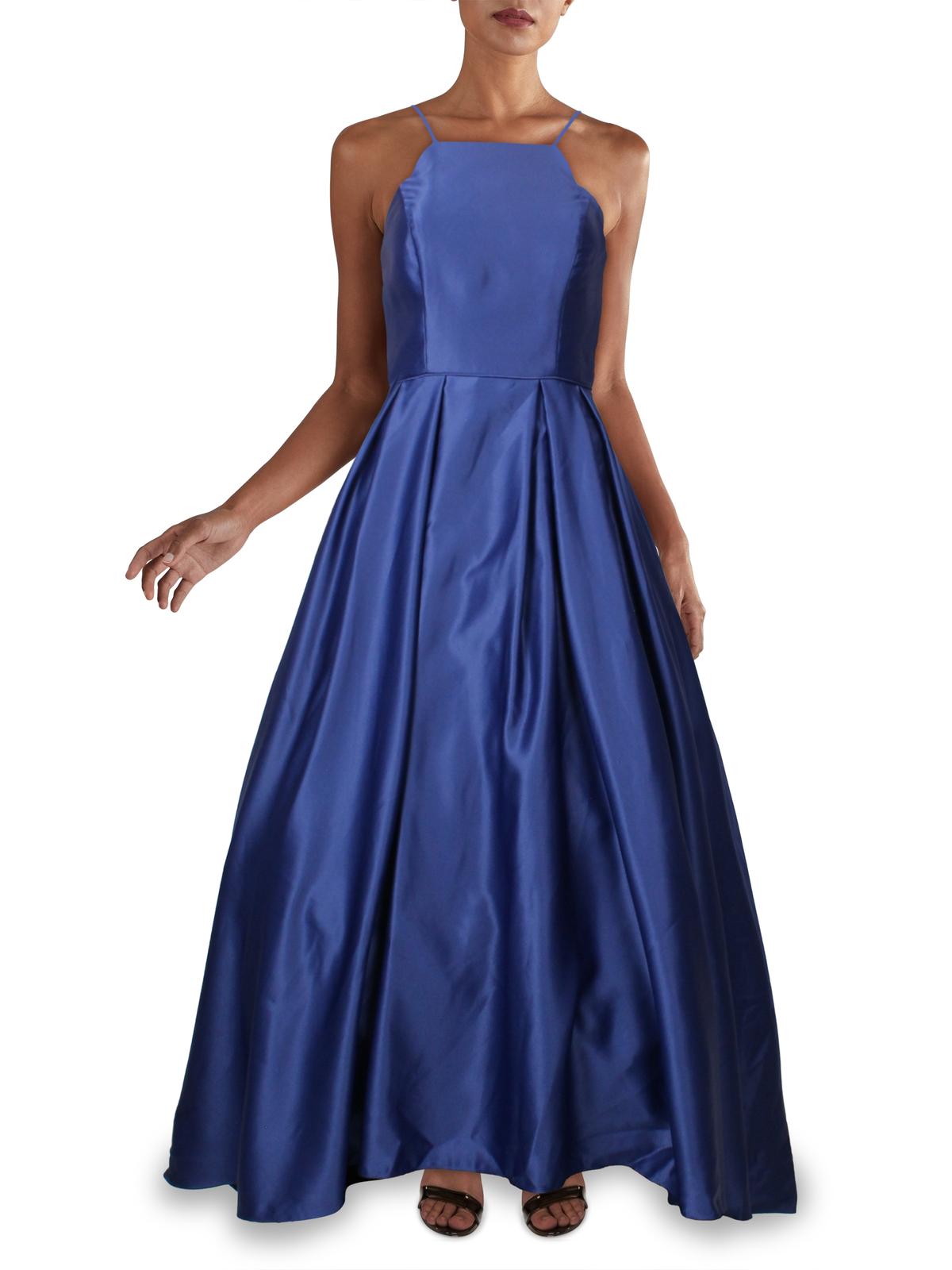 Shop B & A By Betsy And Adam Womens Satin Maxi Evening Dress In Blue