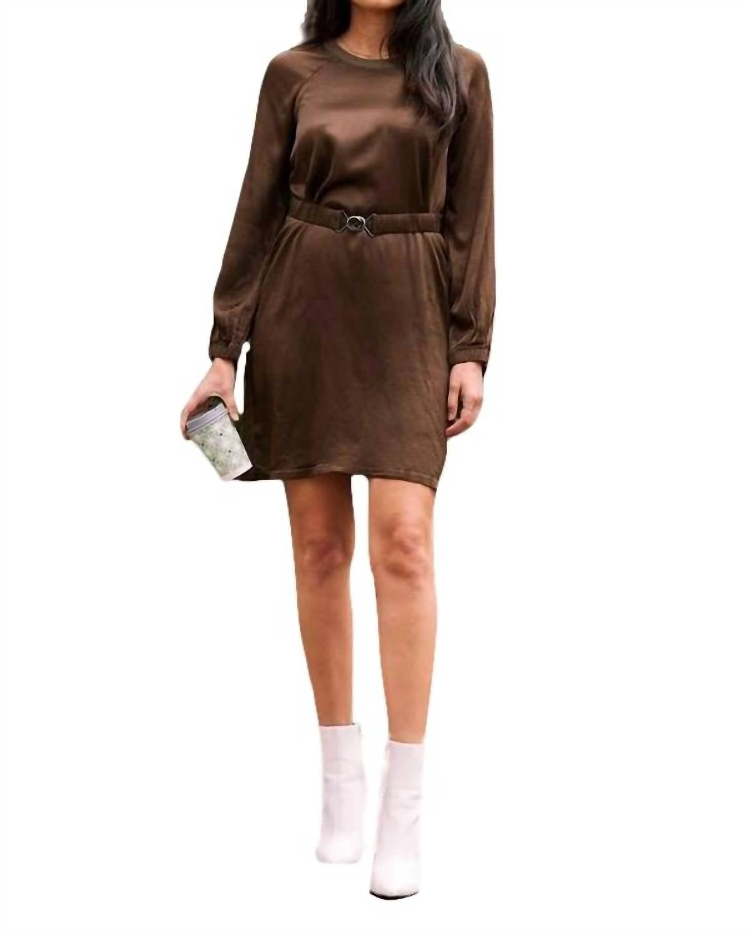 Shop Lamade Unforgettable Silky Belted Dress In Army In Brown
