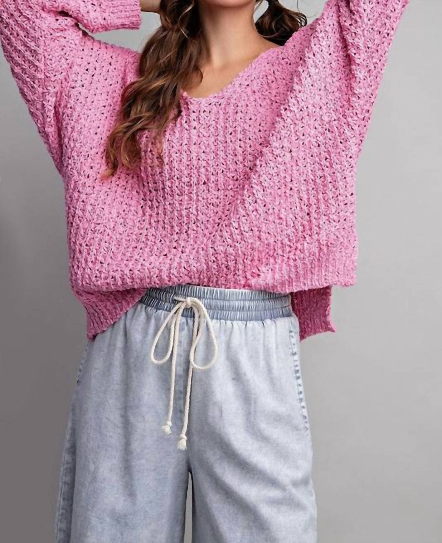 Shop Eesome Isla Knit Sweater In Baby Pink