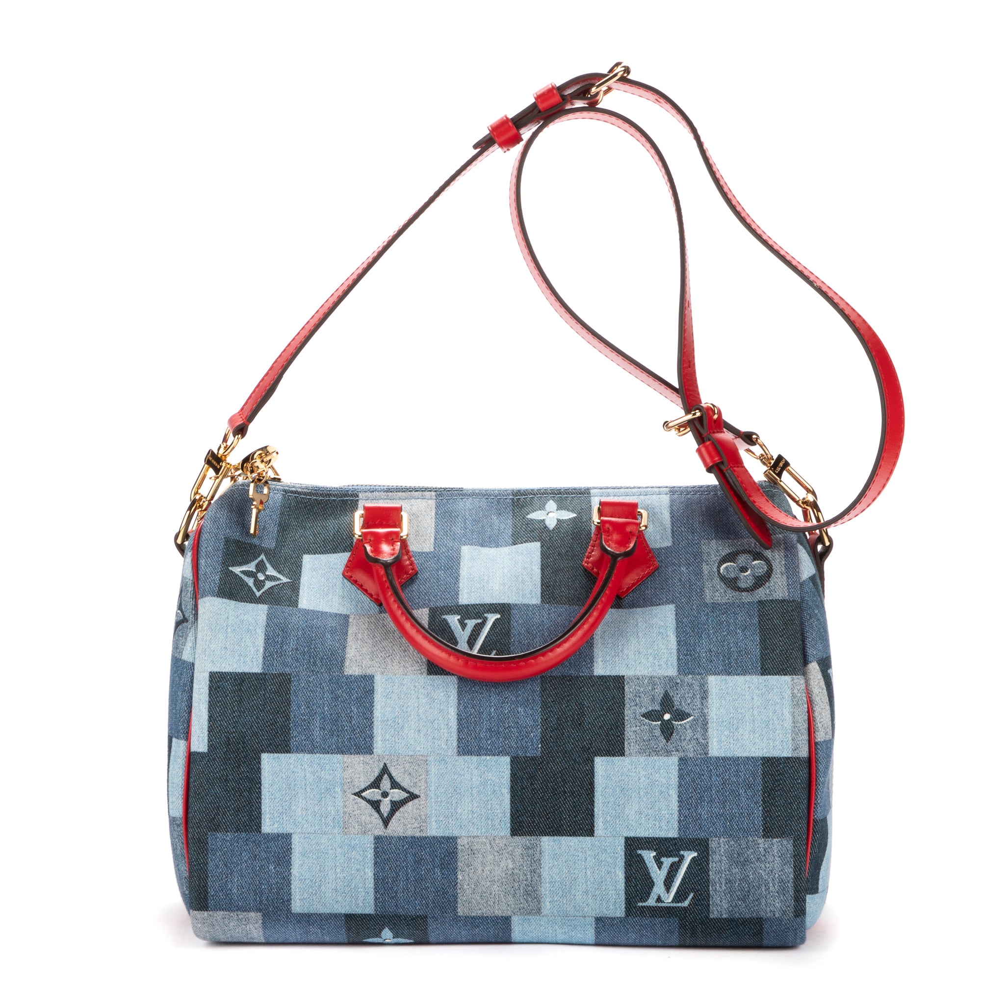 image of Ltd Ed. Denim Patchwork Speedy Bandoulier 30