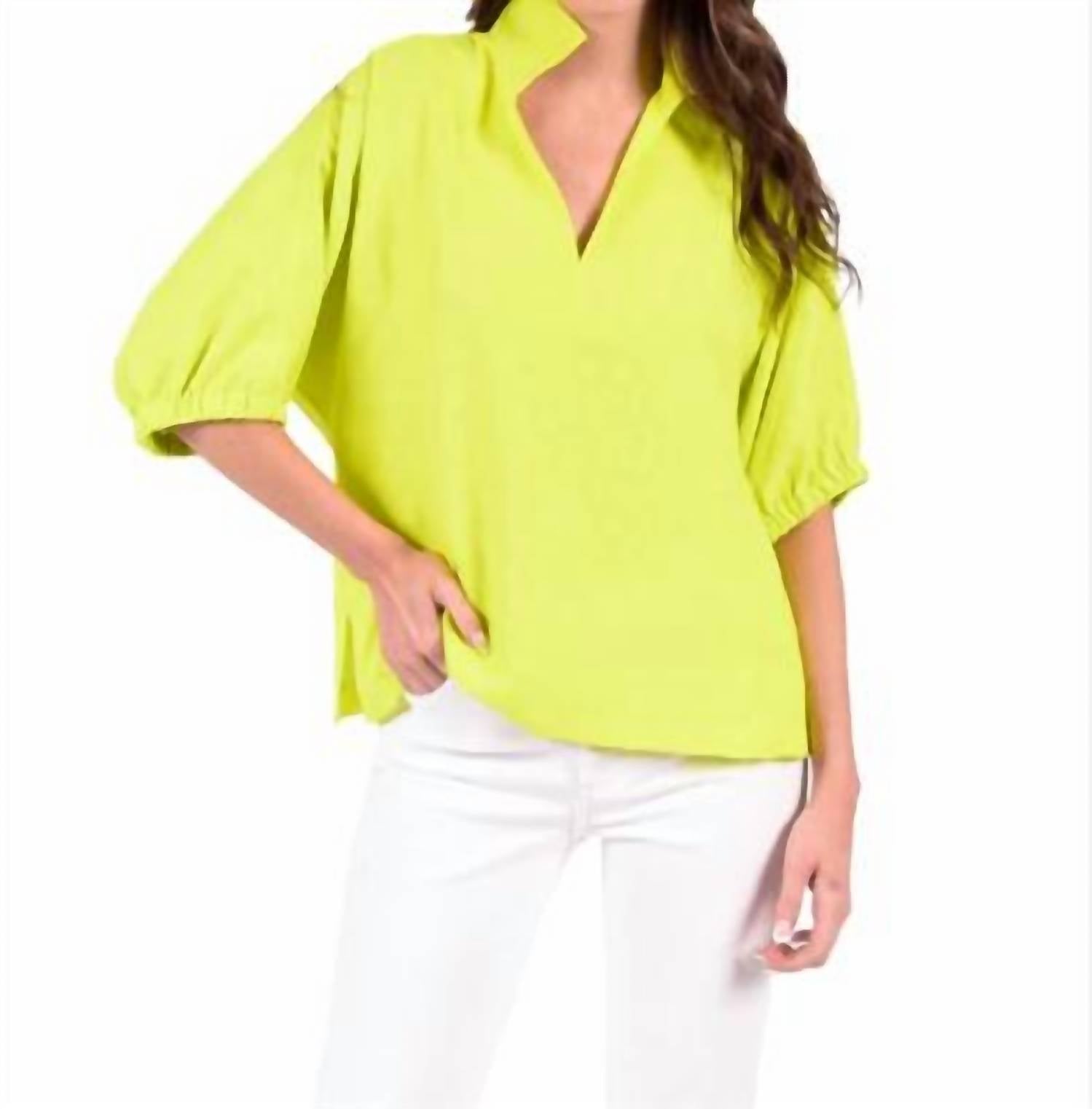 Shop Emily Mccarthy Poppy Top - Chartreuse Cheetah In Yellow