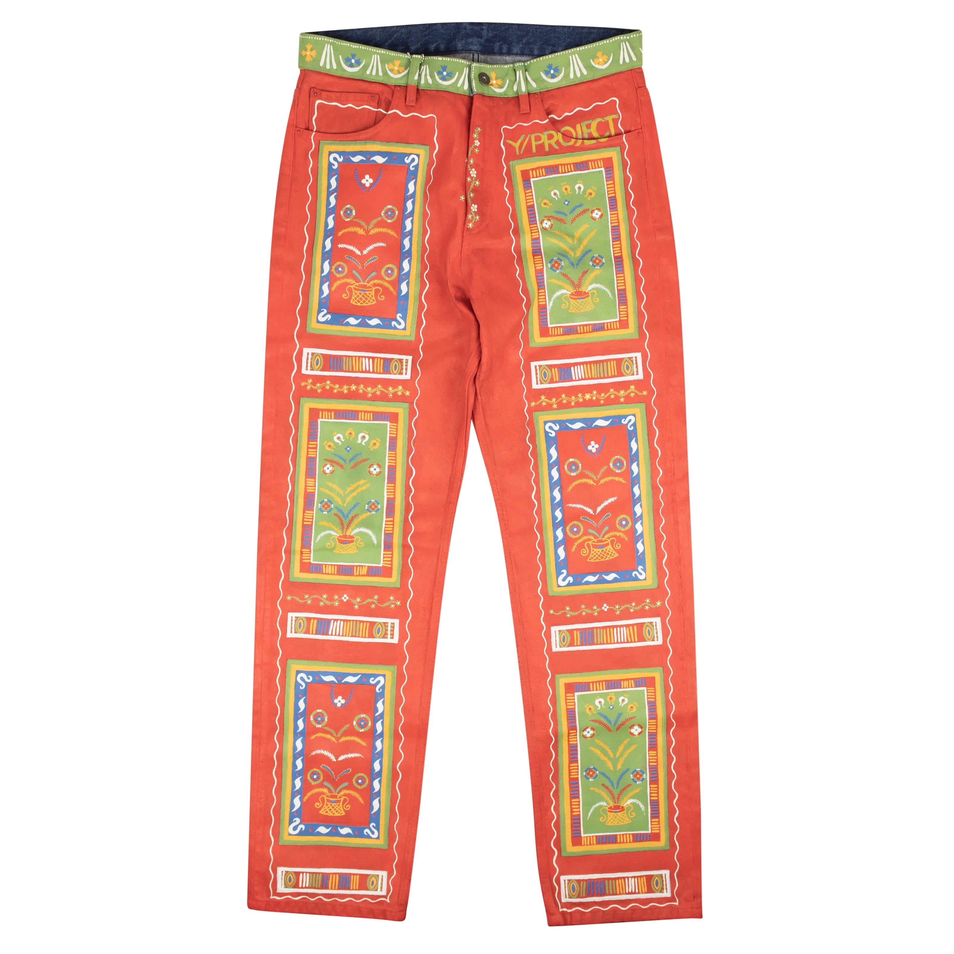 Y/project Print Hand Painted Multi Denim Jeans - Red In Metallic