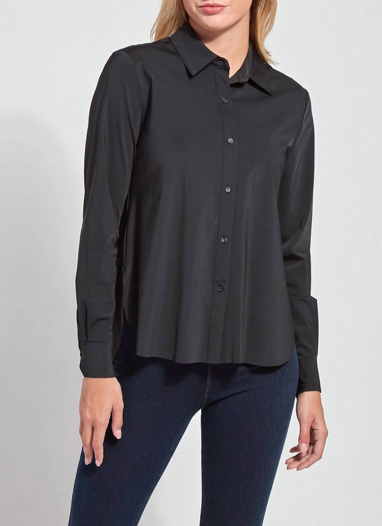Shop Lyssé Connie Slim Button Down Shirt In Black