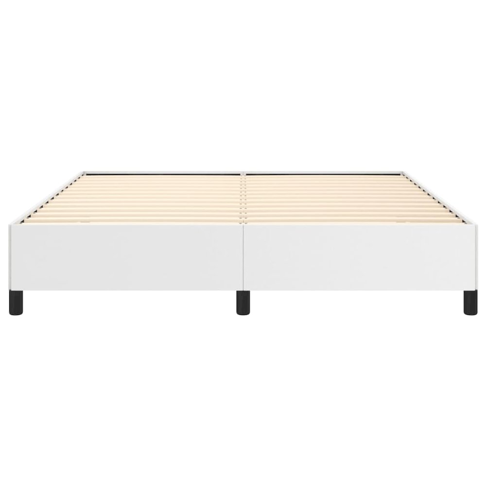 Bed Frame White 76"x79.9" King Faux Leather