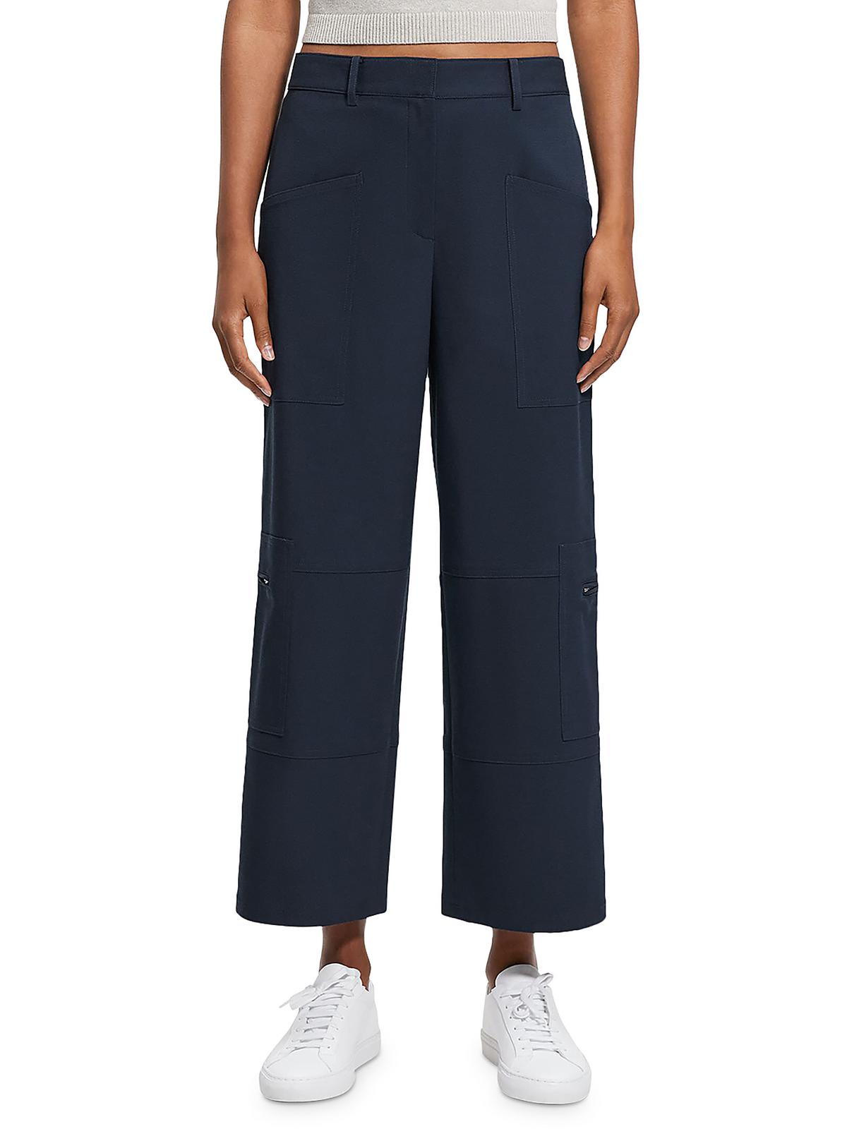 Shop Theory Womens High Rise Solid Cargo Pants In Blue