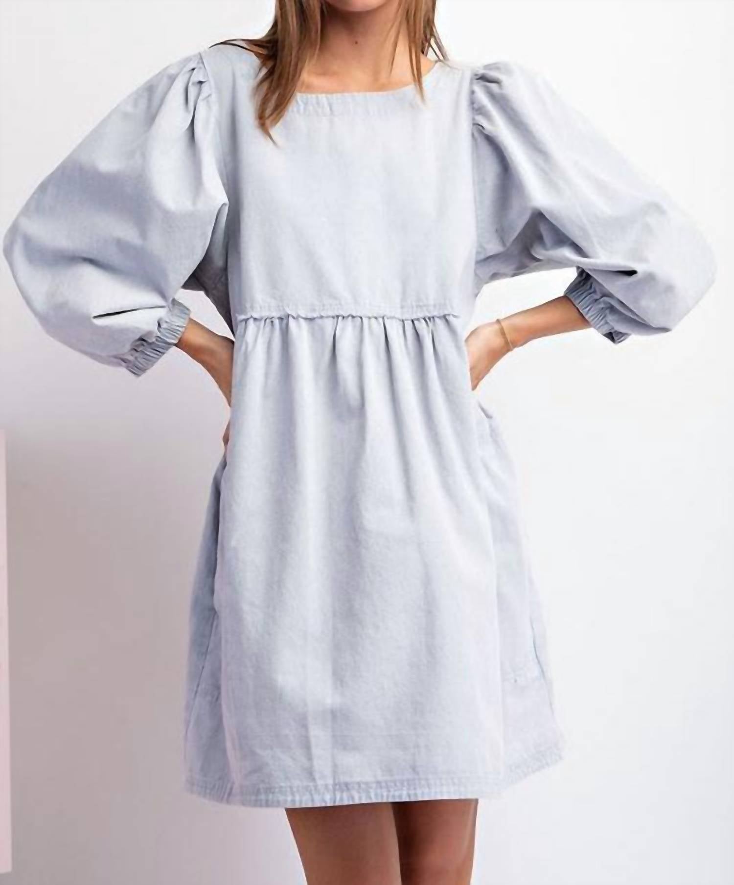 Shop Eesome Nova Babydoll Dress In Pale Blue