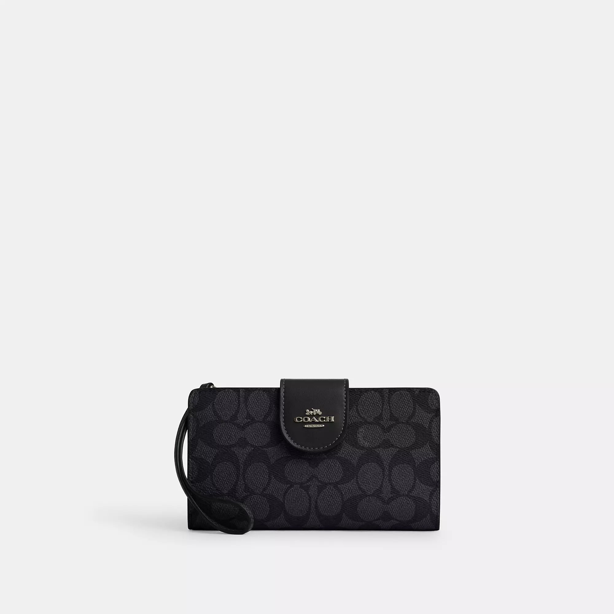Coach Outlet Phone Wallet In Signature Canvas In Grey