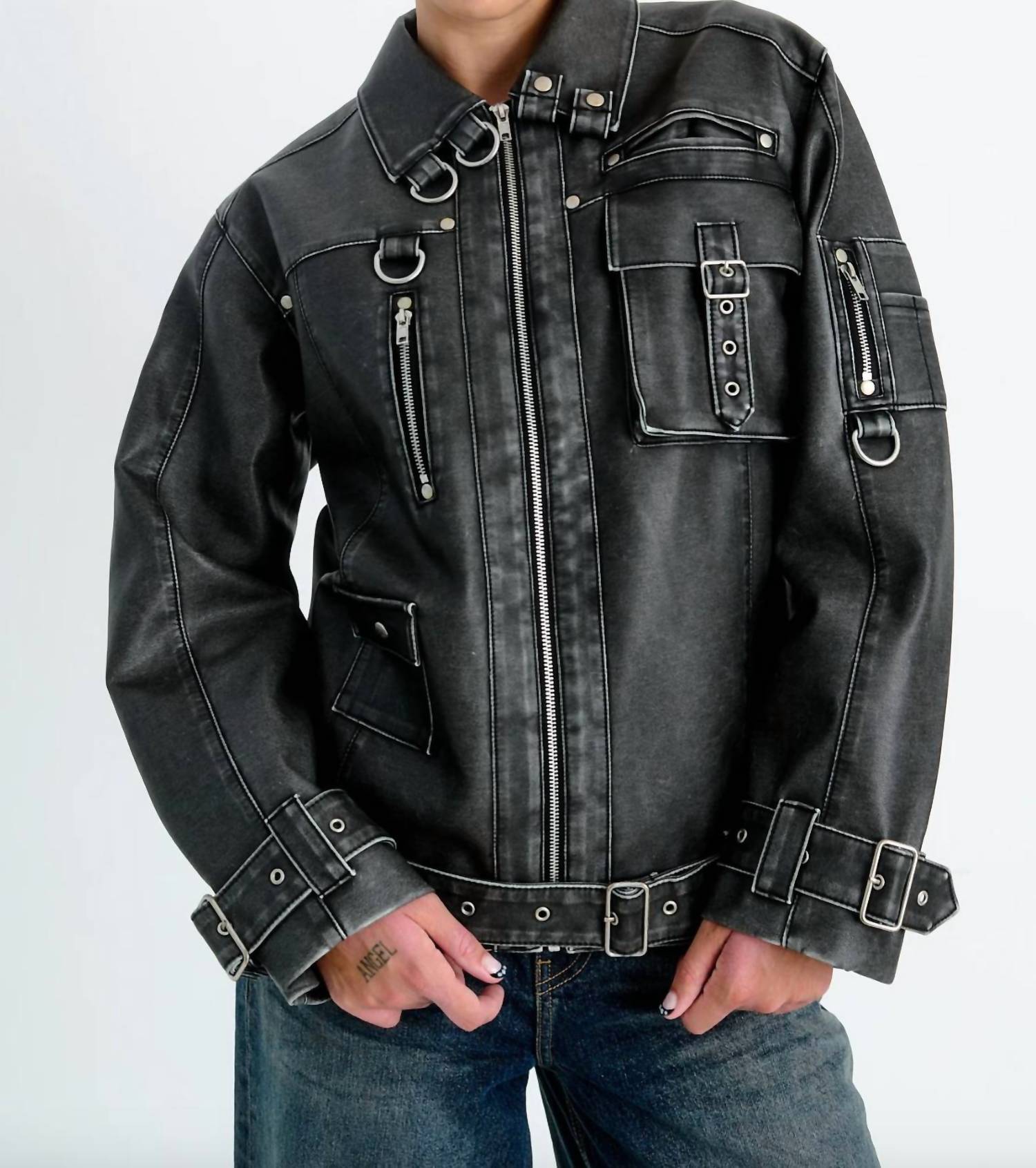 The Ragged Priest Ace Faux Leather Jacket In Black In Black