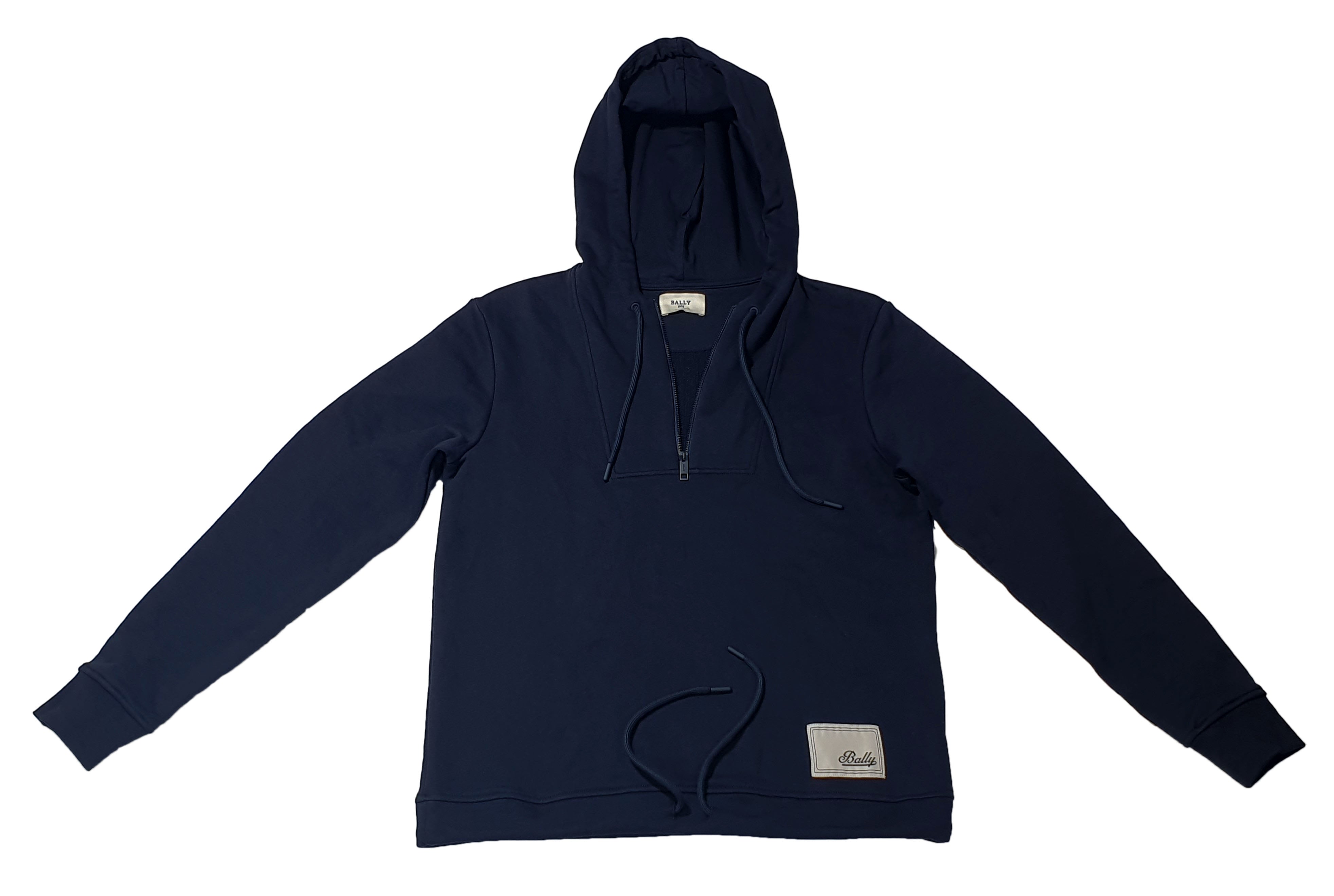 Shop Bally 6301248 Unisex Navy Blue Hooded Sweatshirt