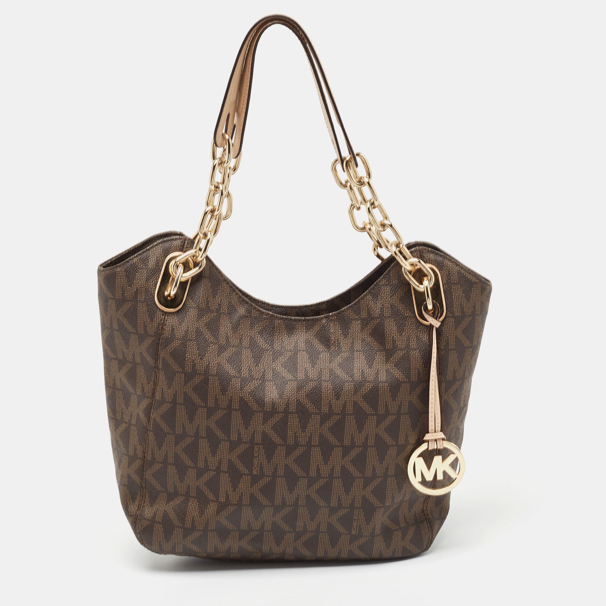 Shop Michael Michael Kors Signature Coated Canvas Lilly Hobo In Brown