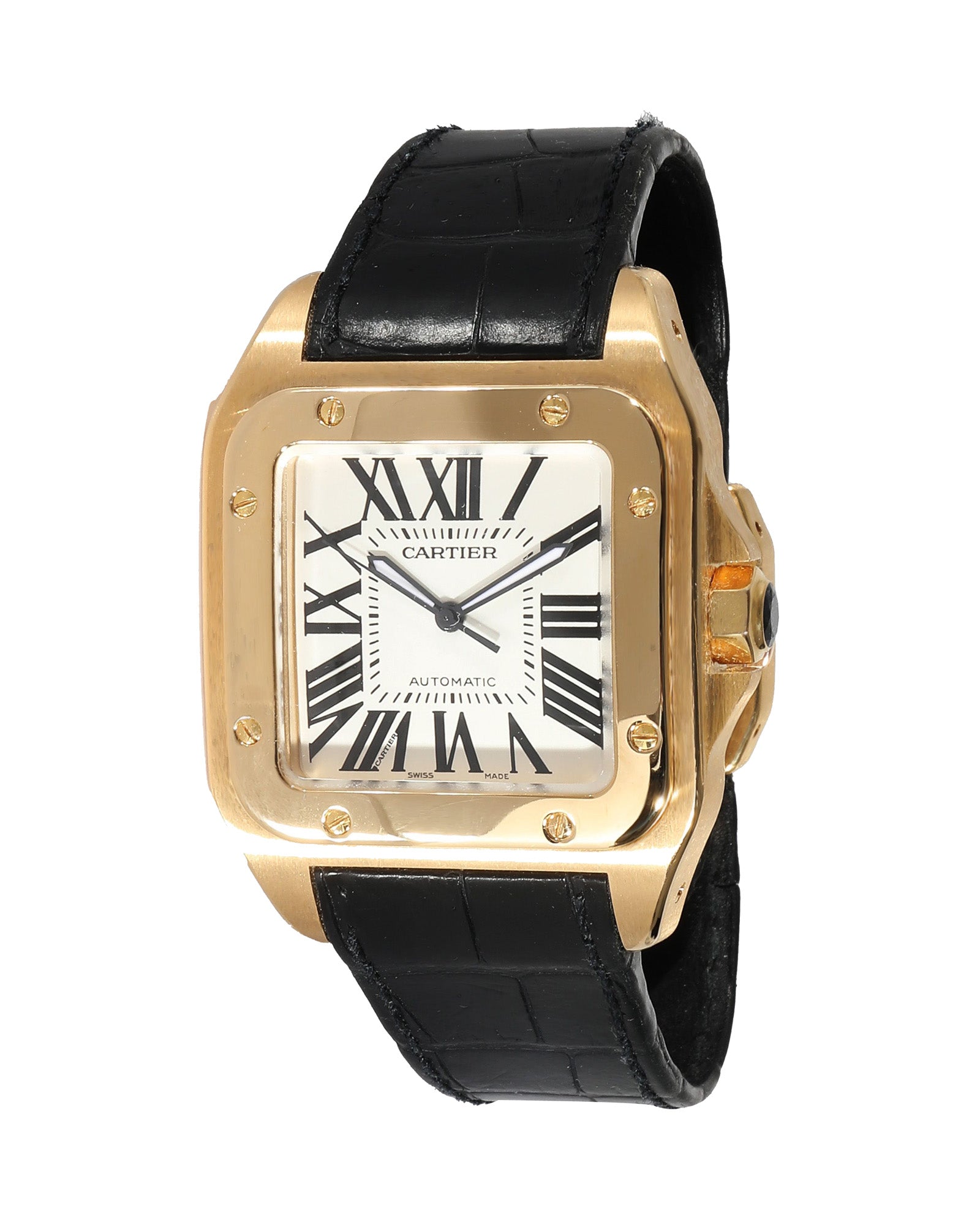 image of Cartier Santos 100 W20071Y1 Men's Watch in 18kt Yellow Gold