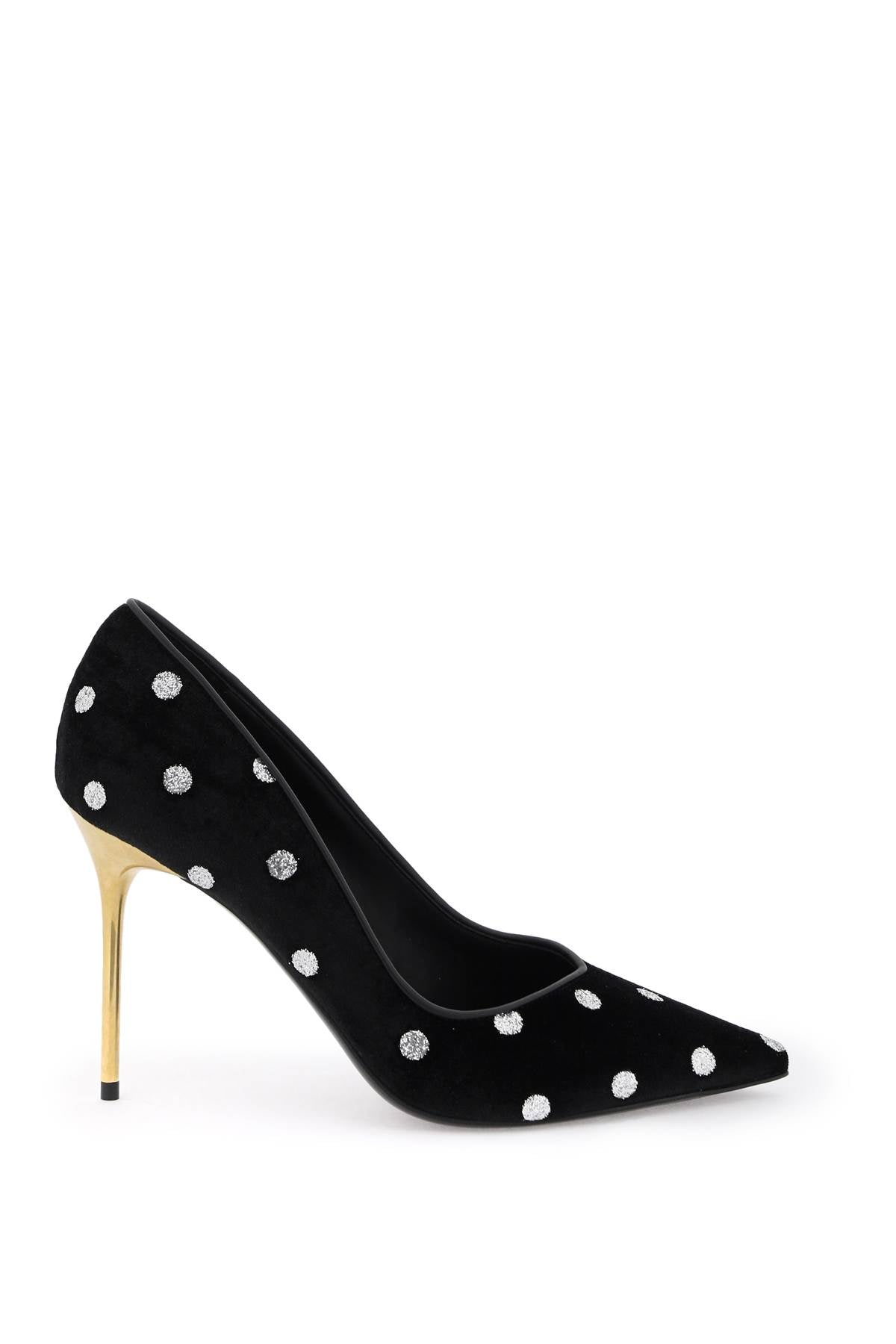 Balmain Polka Dot Velvet Pumps In Black