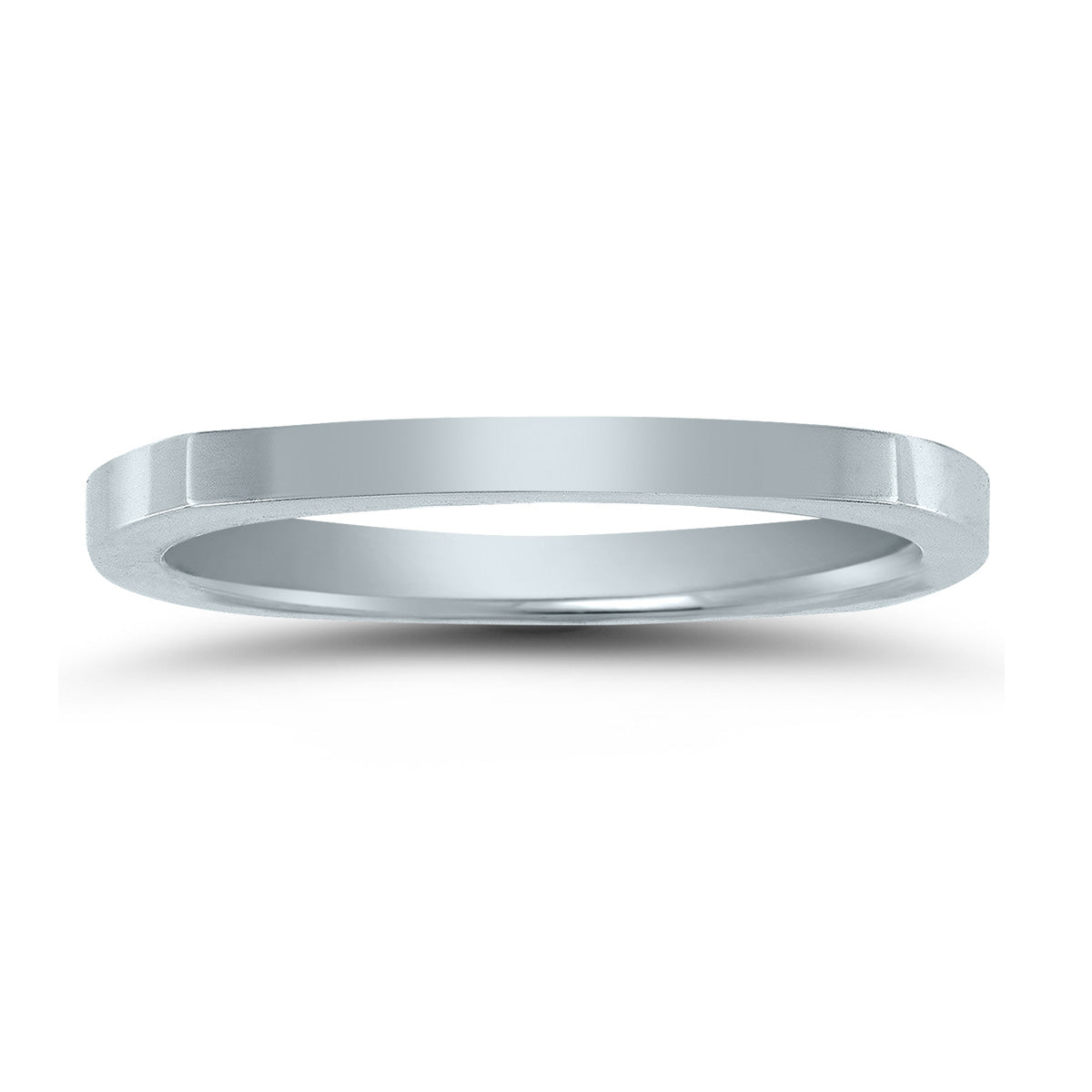 Sselects 4 Sided Thin 1.5mm Wedding Band In 14k White Gold In Metallic