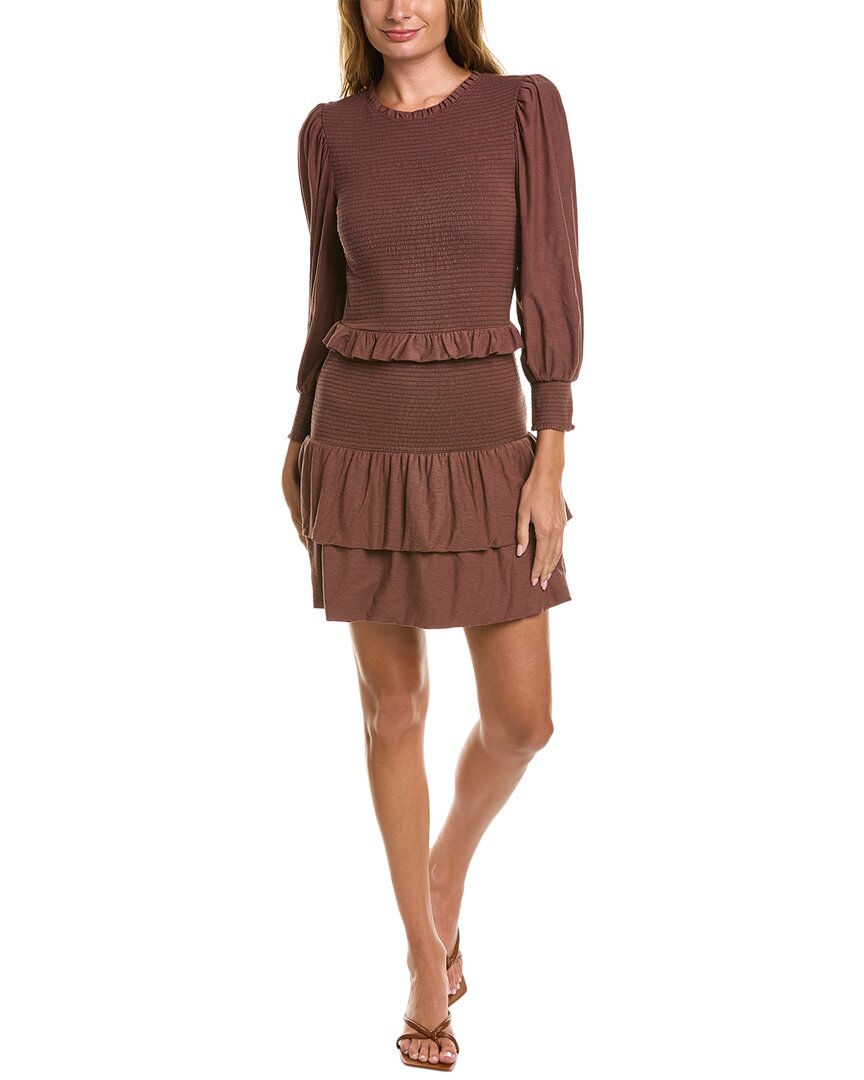 Nation Ltd Abby Demure Party Mini Dress In Brown
