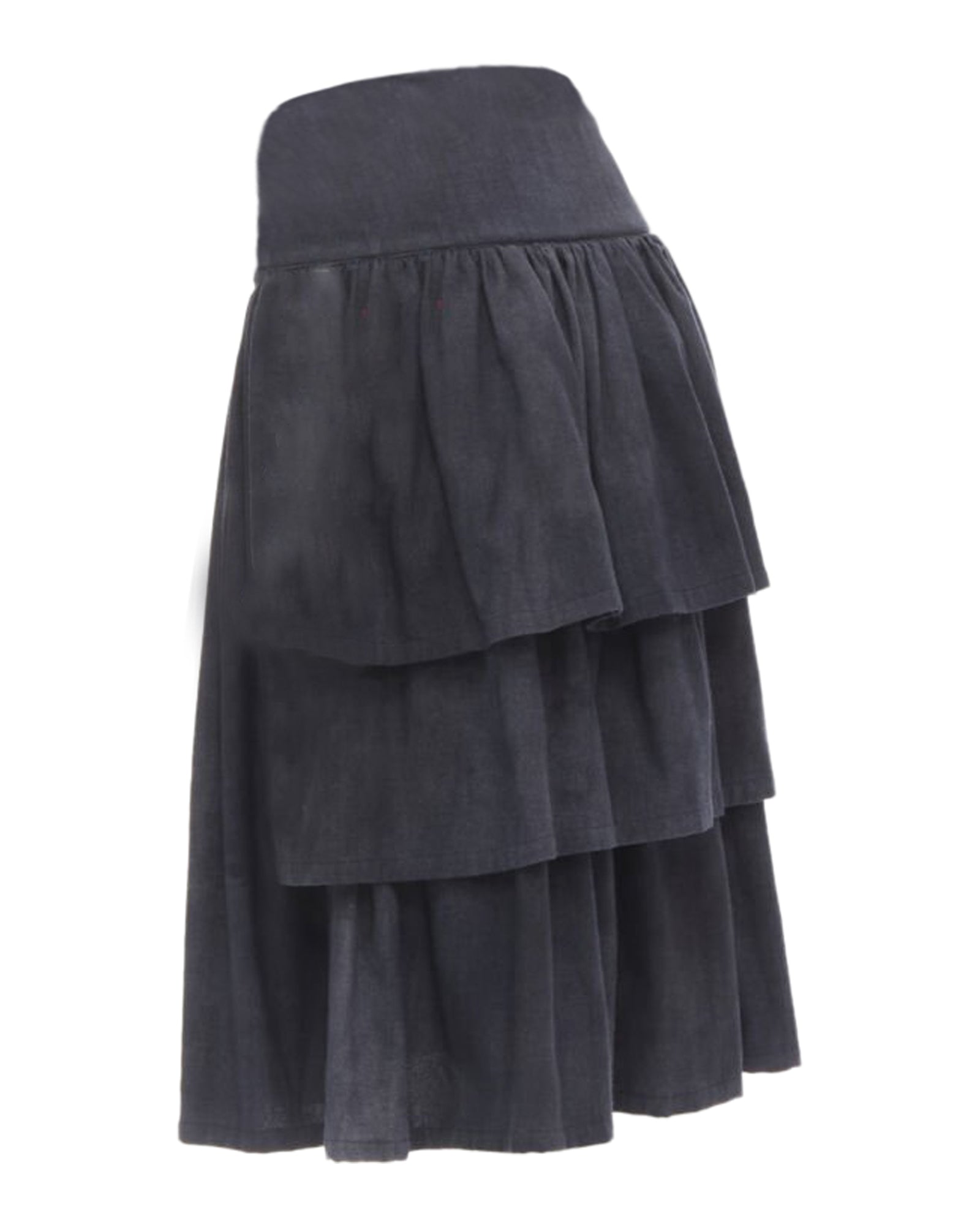 Shop Comme Des Garçons Comme Des Garcons 1980's Vintage Grey Wool Corset Lace Tiered Flared Skirt