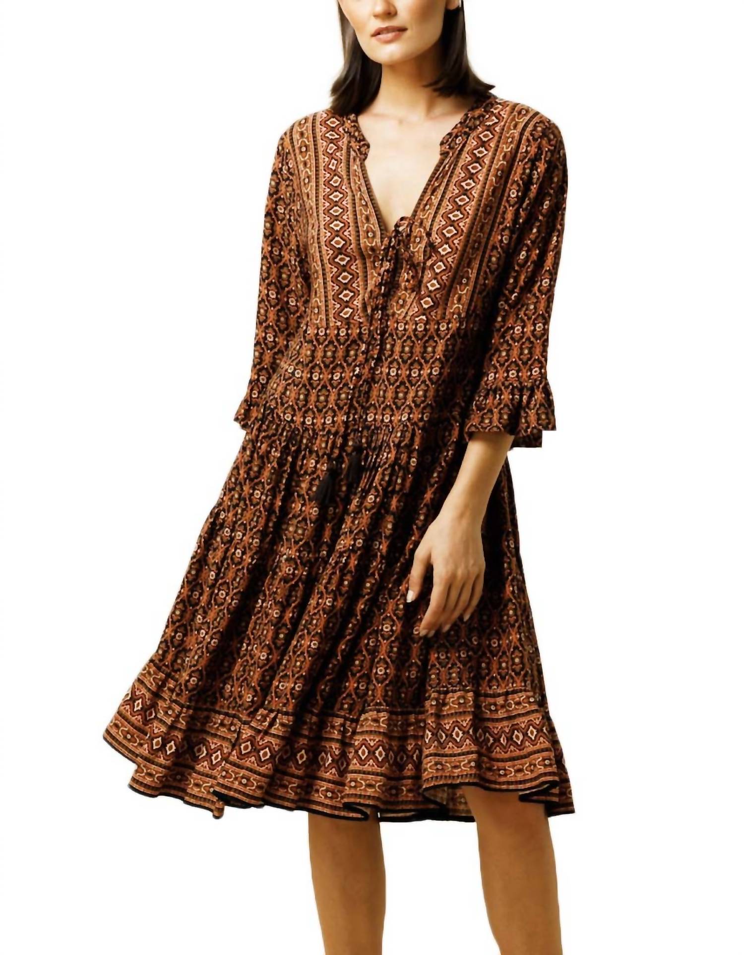 Shop Lusana Evie Midi Dress In Copper In Brown