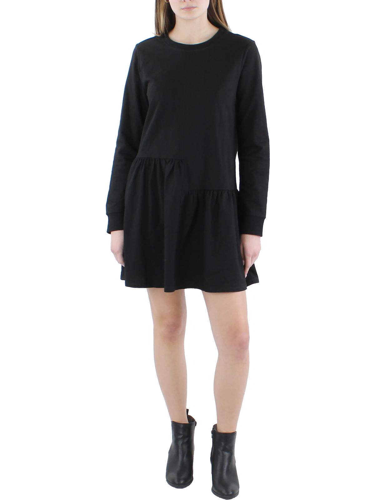 Shop English Factory Womens Unbalanced Seam Crewneck Mini Dress In Black