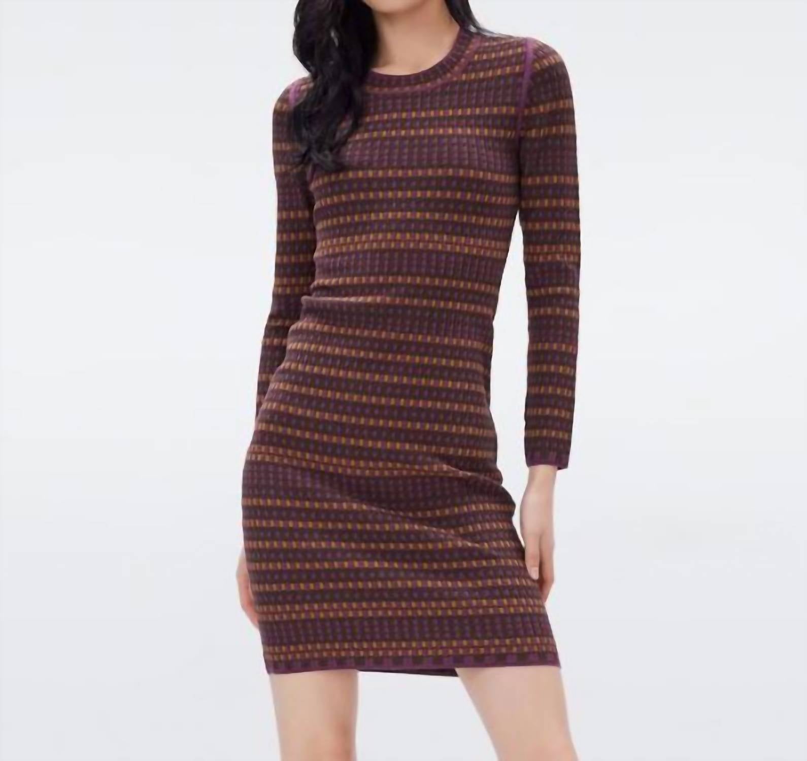 Shop Diane Von Furstenberg Harry Dress In Purple And Gold In Brown