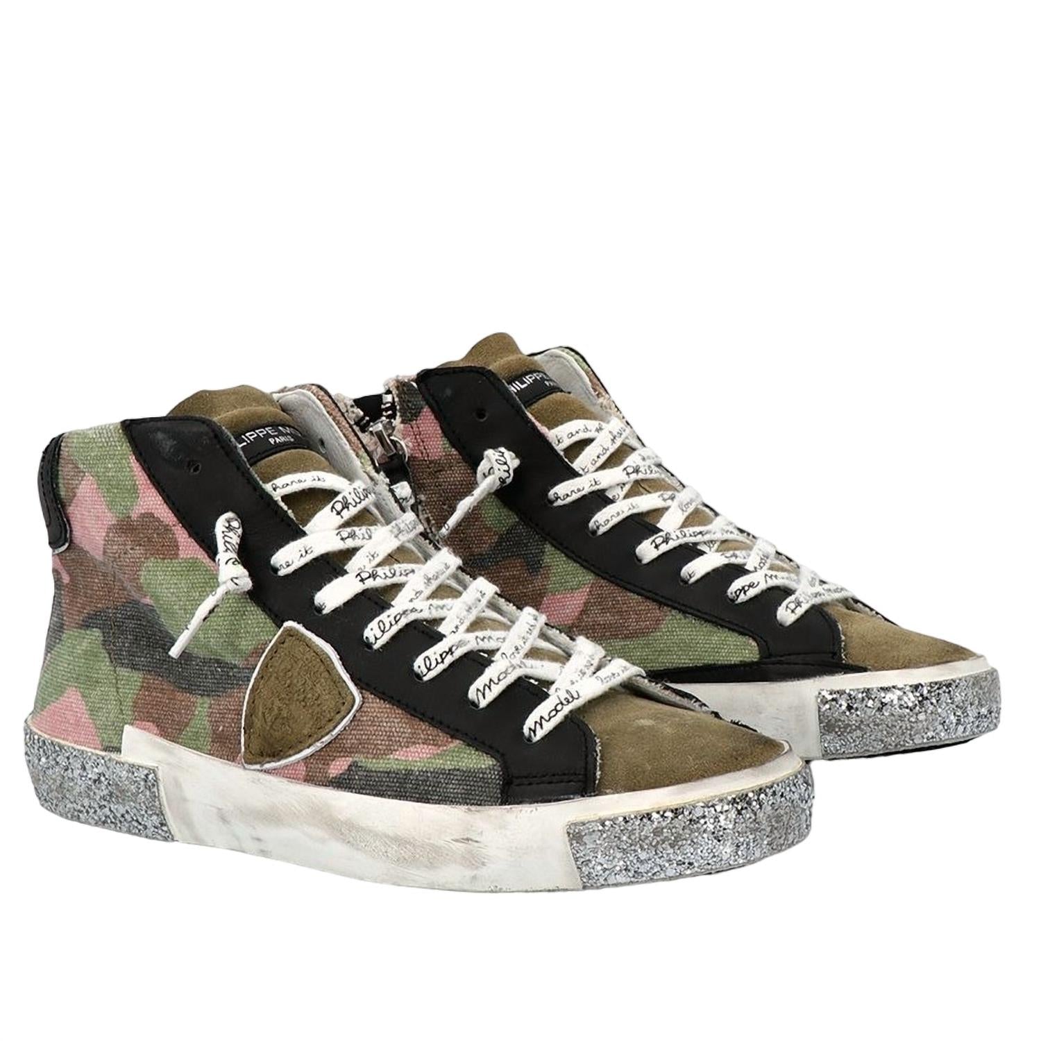 Philippe Model Women's Camouflage High Top Sneaker In Fuchsia In Multi