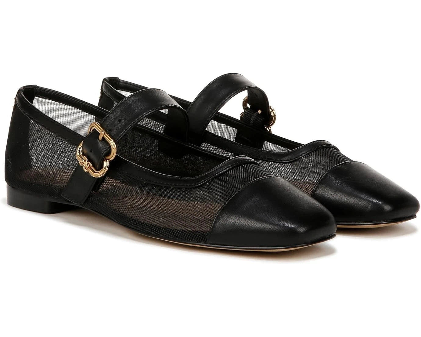 Sam Edelman Miranda J0696m1 Flat Women Black Mesh Square Toe Mary Jane Rhs6018 In Black