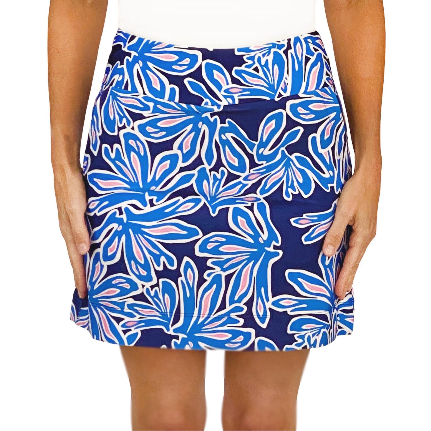 Katherine Way Women's Kiawah Country Club Skort In Beach Palm Navy And Pink In Multi