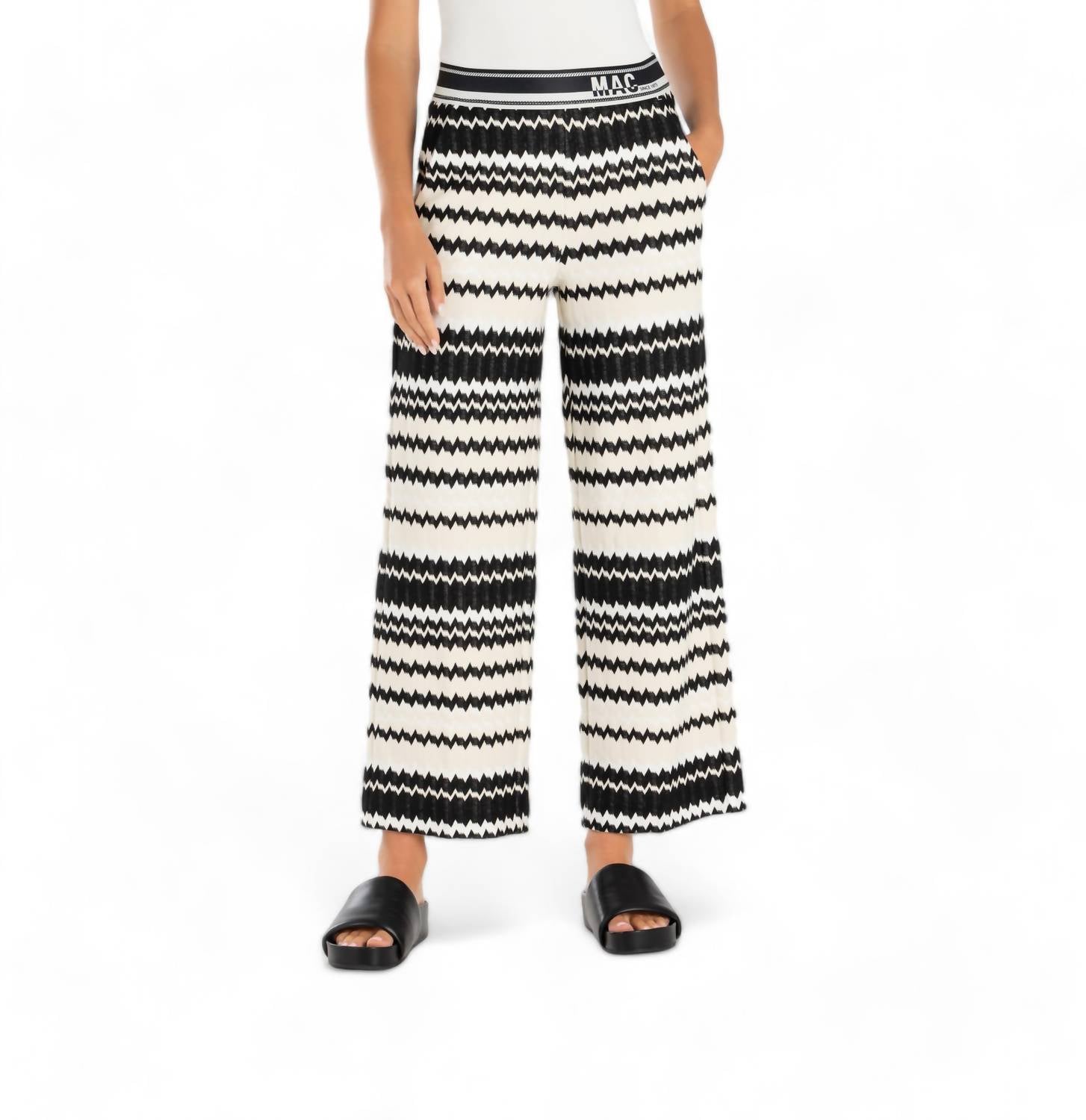 Mac Palazzo Cropped Pant In Soft Vanilla Cream Jacquard In Multi