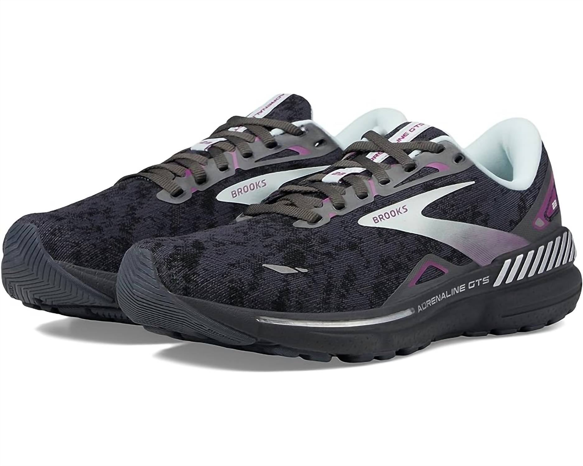 Brooks Women's Adrenaline Gts 23 Running Shoes ( B Width ) In Black/light Blue/purple