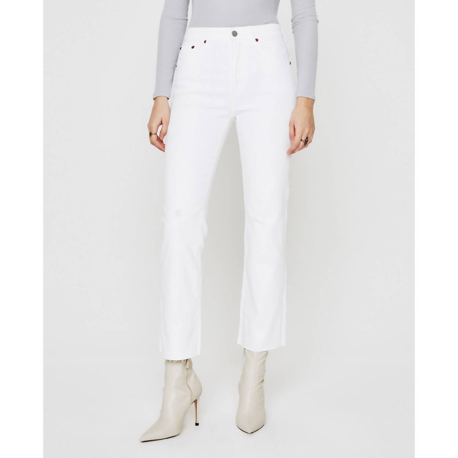 Shop Ag Kinsley Crop Flare Jeans In Authentic White Destructed