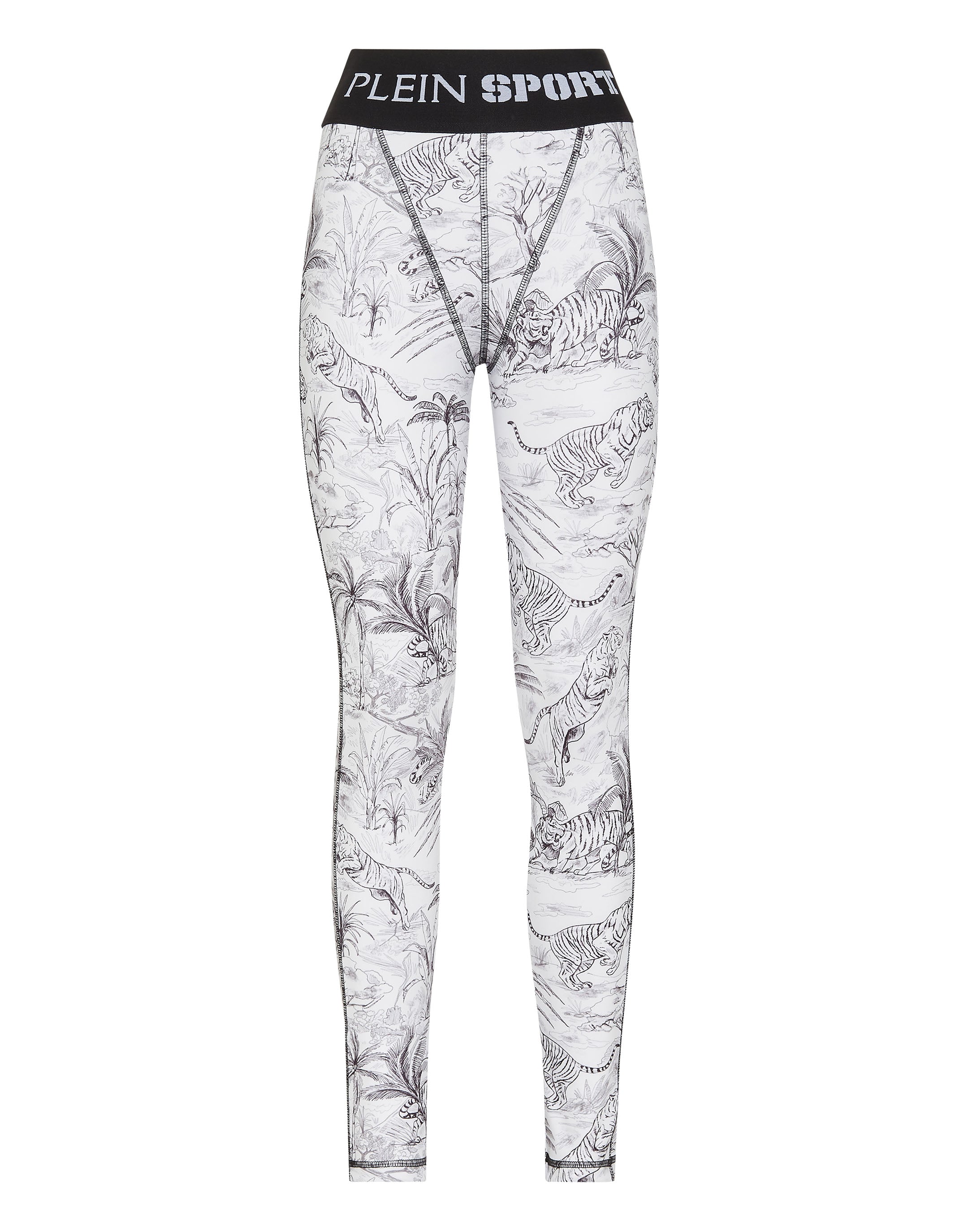 Plein Sport Graphic-print High-waist Leggings In White