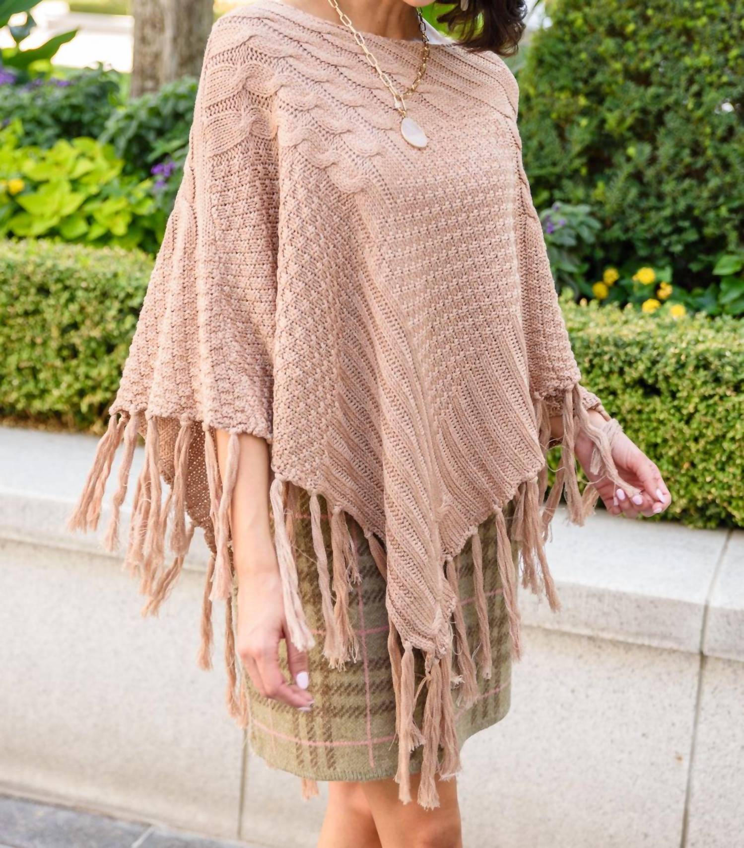 Shop Hailey & Co Hanging For The Weekend Poncho In Mocha In Beige