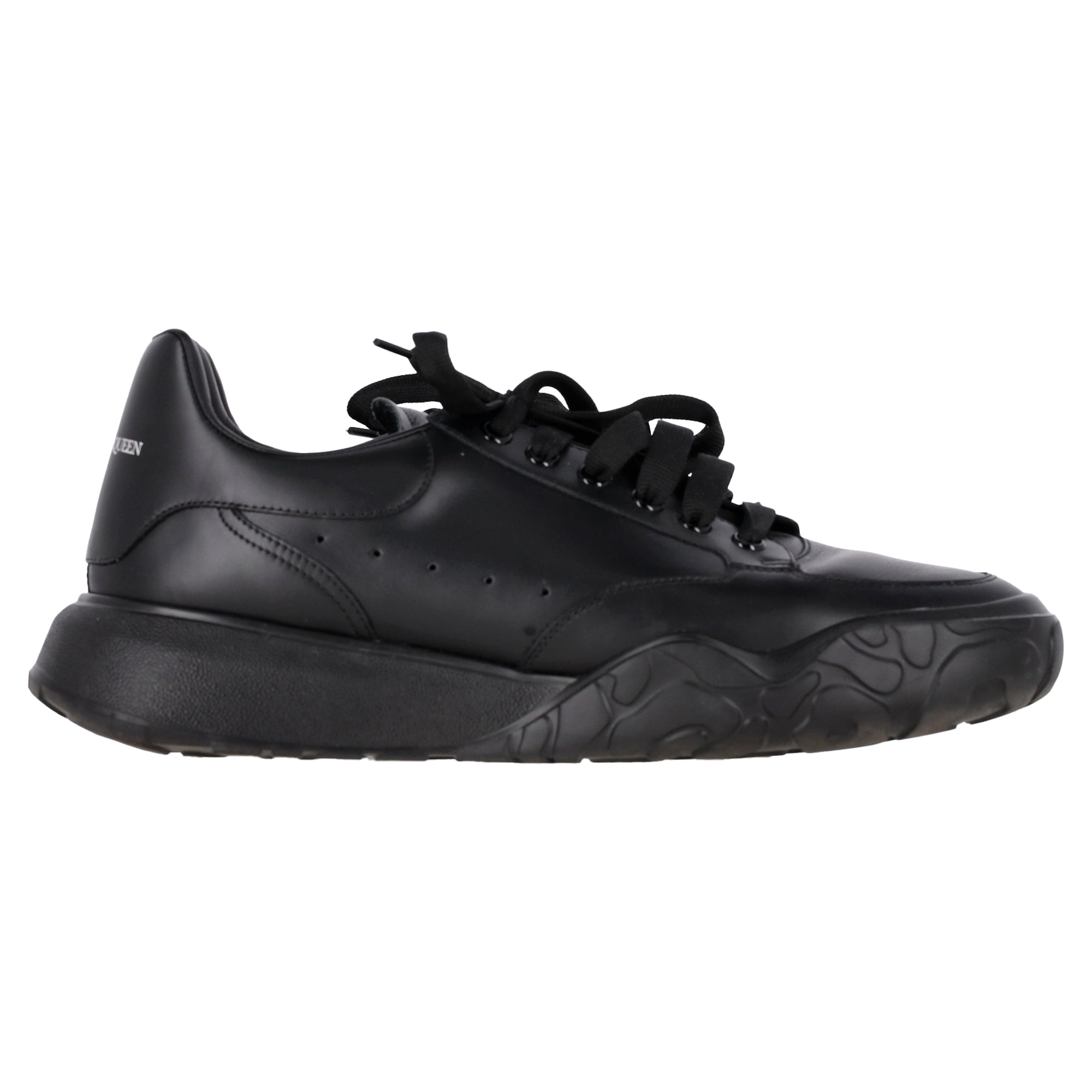 Image of Alexander McQueen Court Sneakers in Black Leather