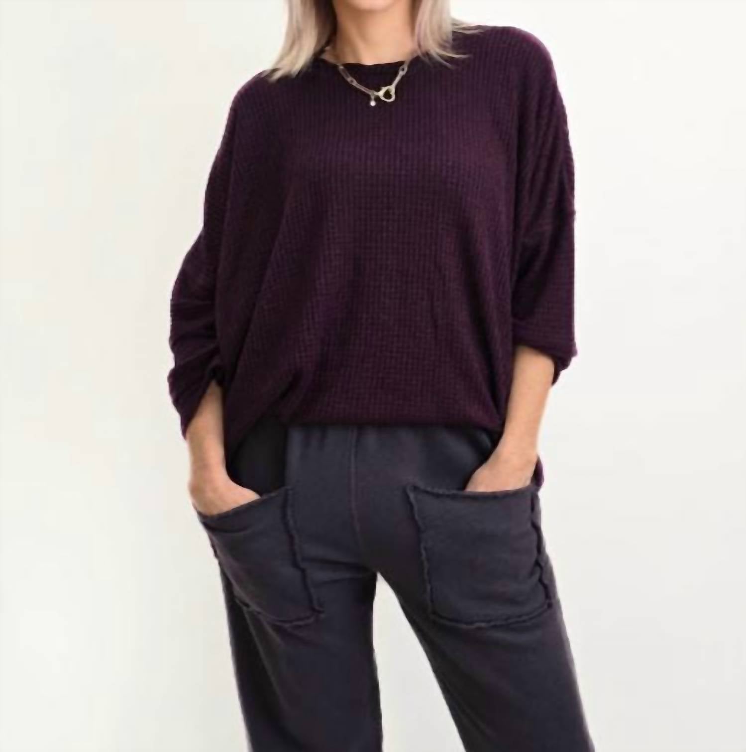 Bodil Oversized Knit Sweater In Plum In Pink