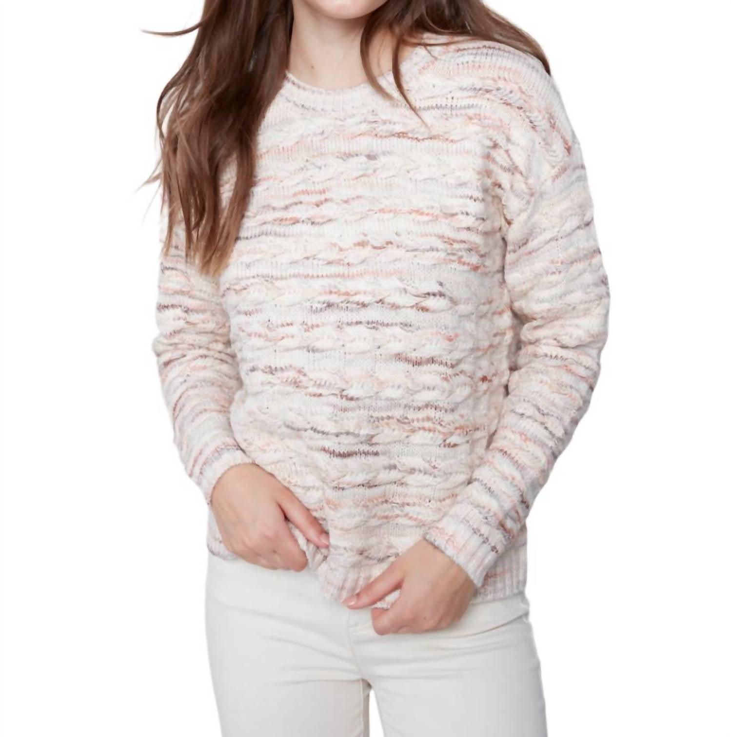 Shop Charlie B Cable Design Sweater In Powder In Beige