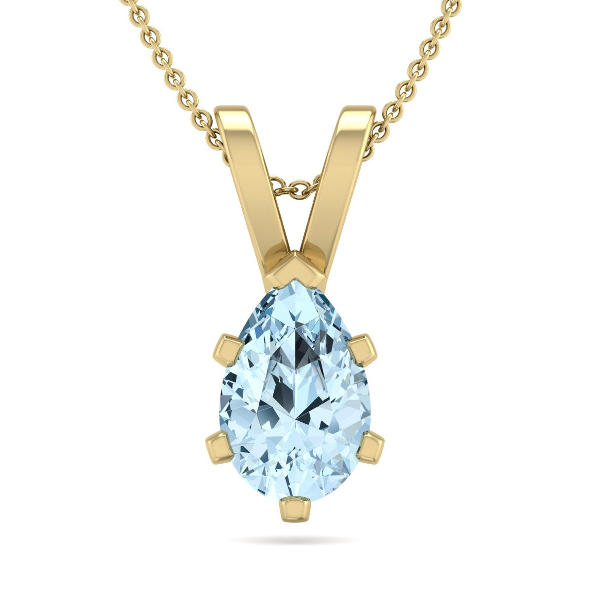 Sselects 3/4 Carat Pear Shape Aquamarine Necklace In 14k Yellow Over Sterling Silver In Gold