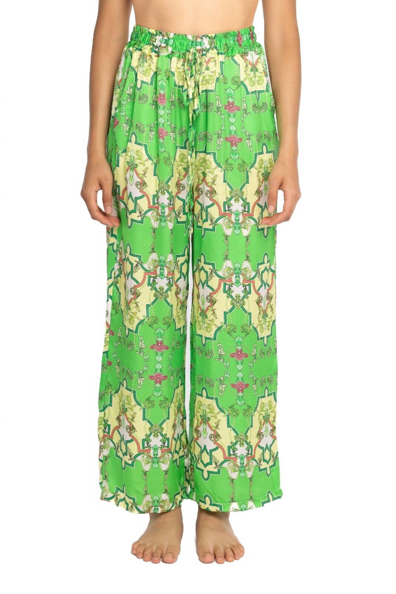 Shop Astrid Bold Rayon Pull-on Pant In Royal Green